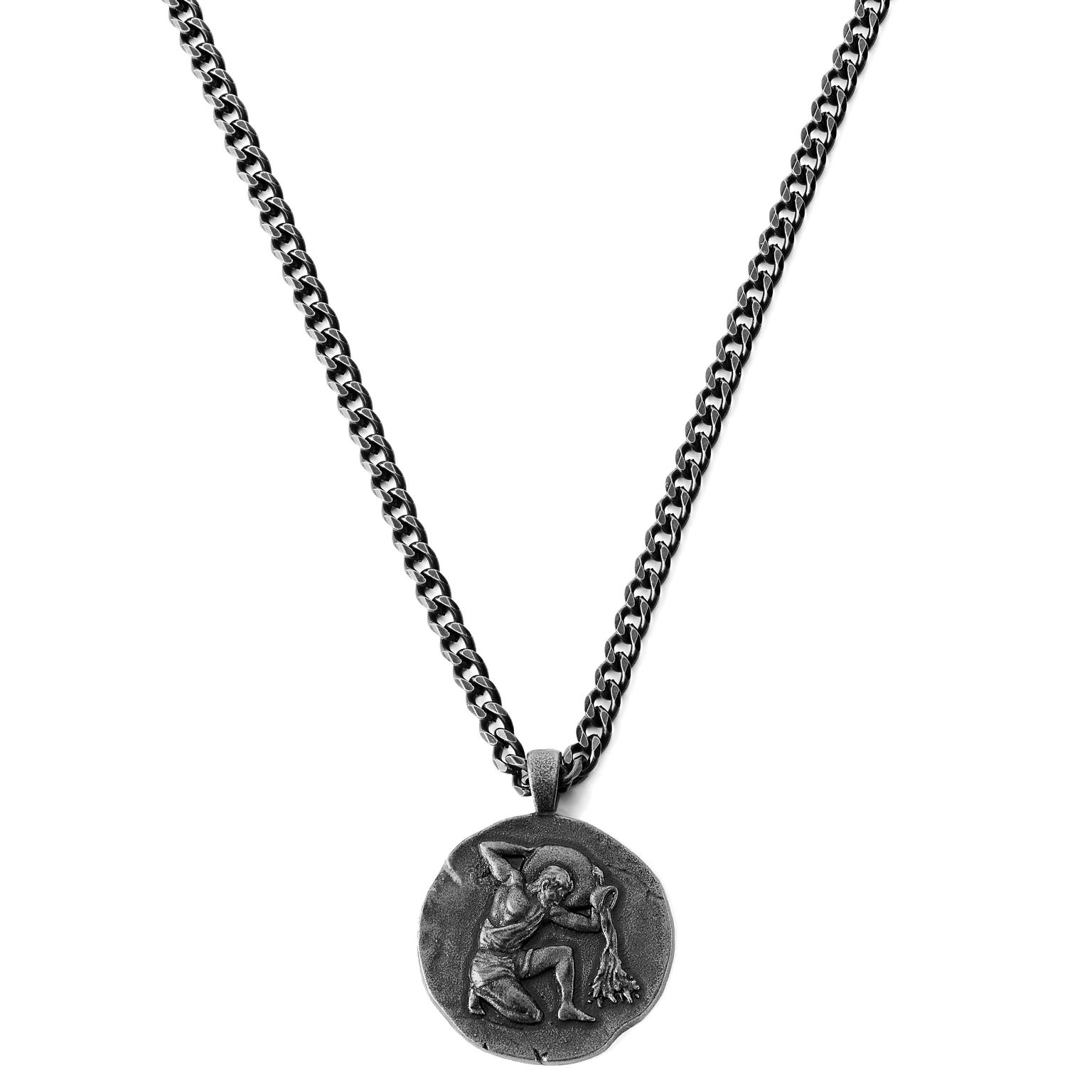 Astro | Collar del signo Acuario de acero inoxidable plateado Astro | Collar del signo Acuario de acero inoxidable plateado