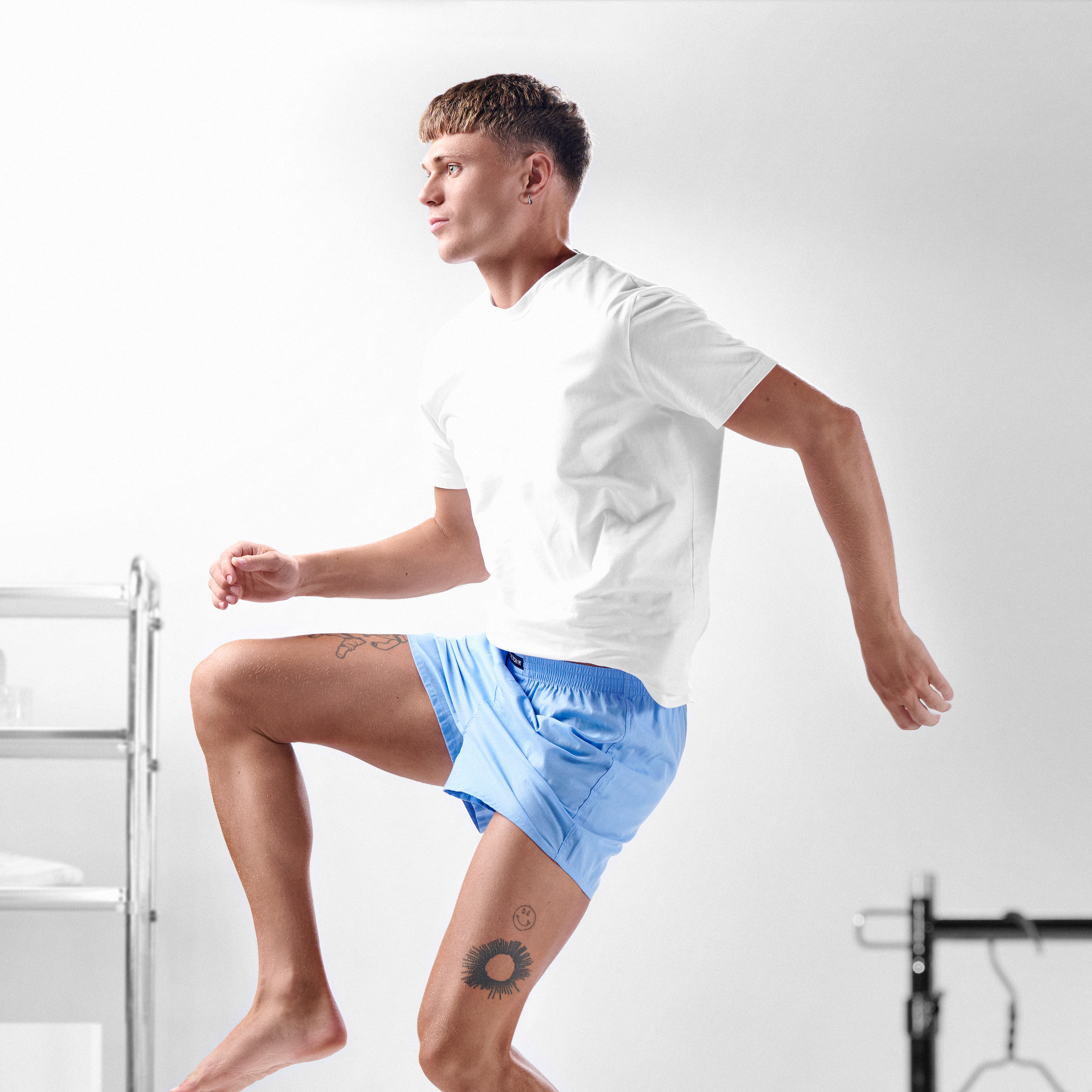 AirFeel | 10-Pack Sky Blue Loose-fit Encased Cotton Boxers - 4