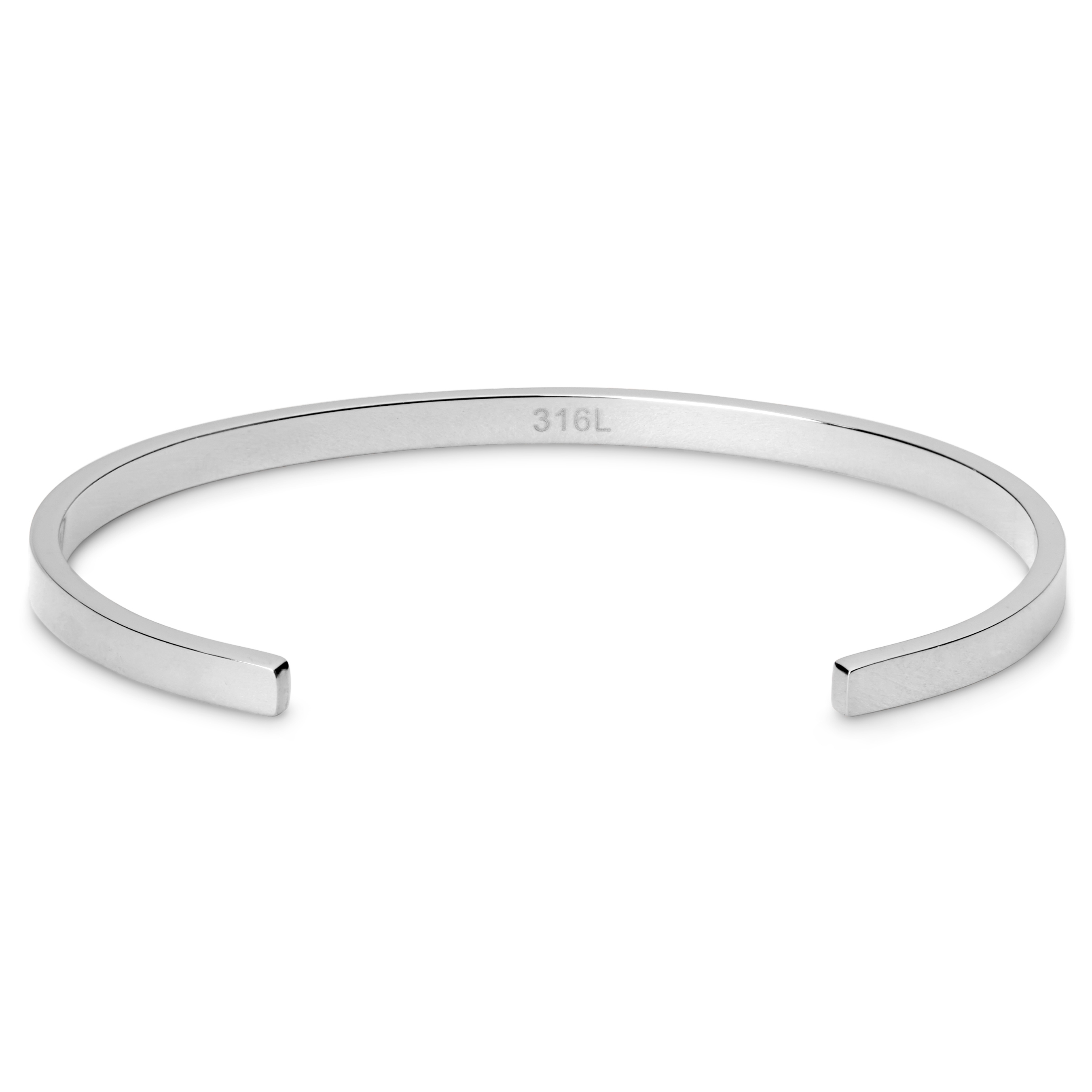 Zilverkleurige Roestvrijstalen Dunne Manchetarmband - 1