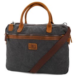 Tarpa | Grey Canvas & Tan Leather Laptop Bag