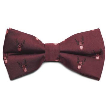 Nœud papillon bordeaux à motifs de rennes de Noël Nœud papillon bordeaux à motifs de rennes de Noël