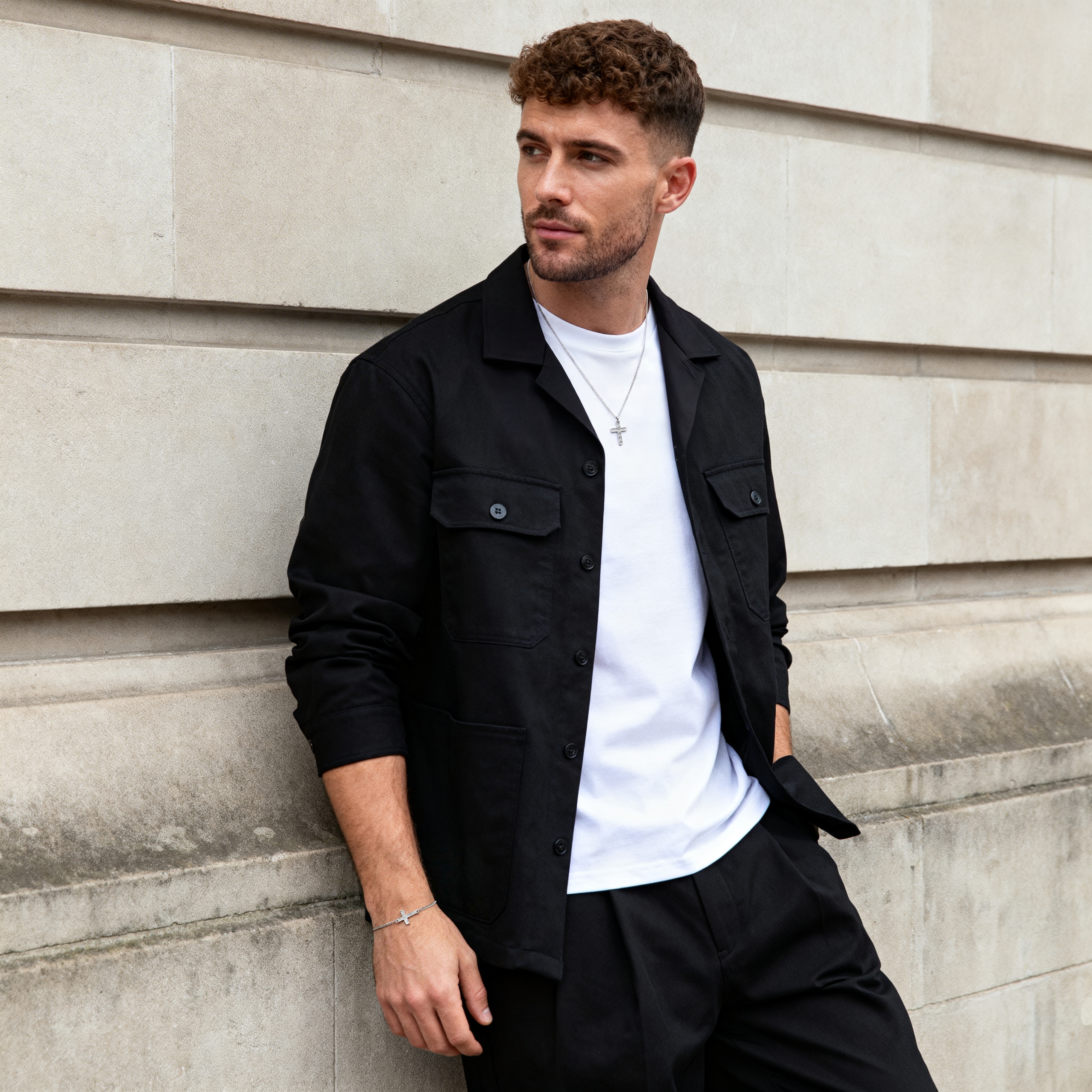 Rustic | 925 Sterling Silver Rustic Cross Necklace - 3