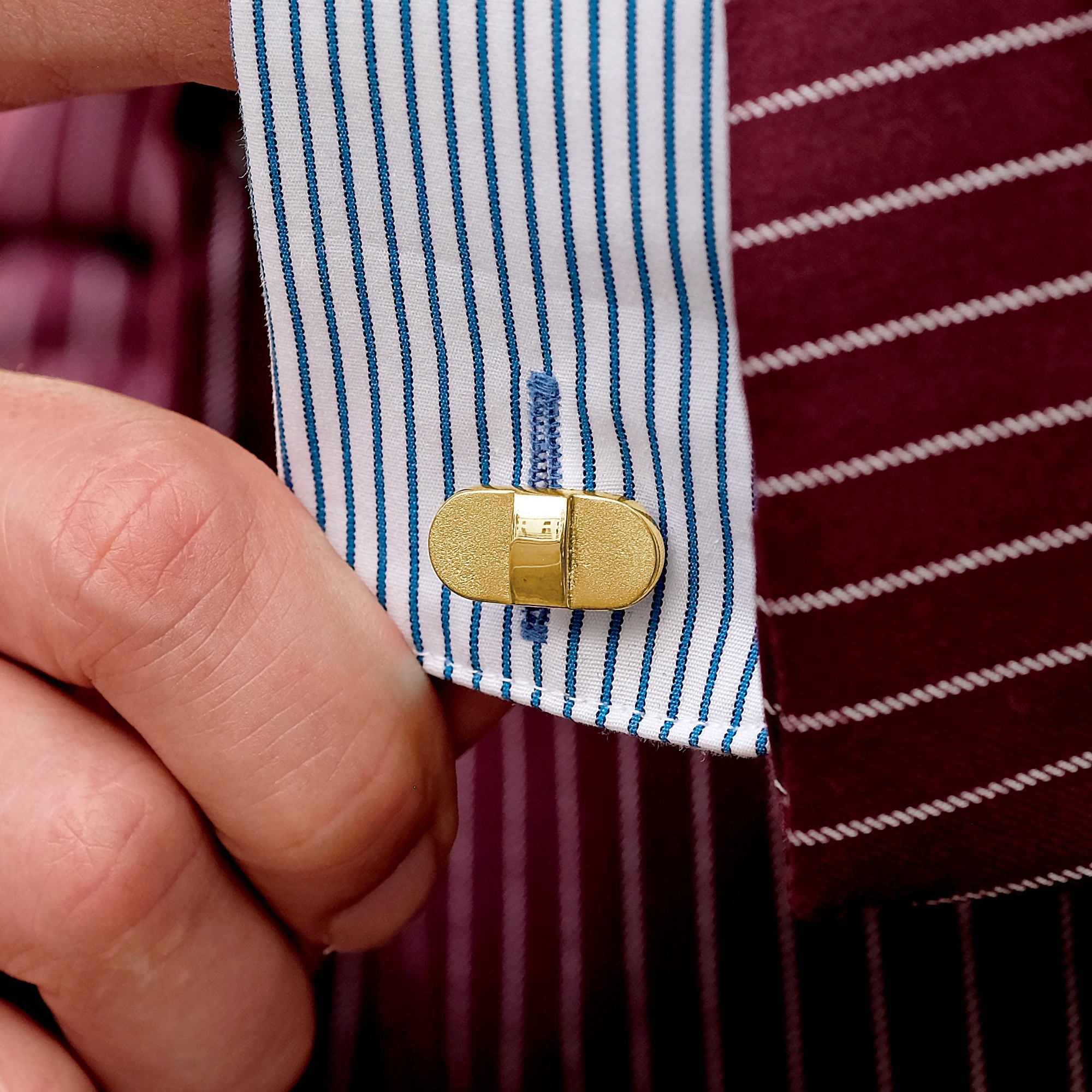 Gemelos de plata 925s y oro redondeados - 5