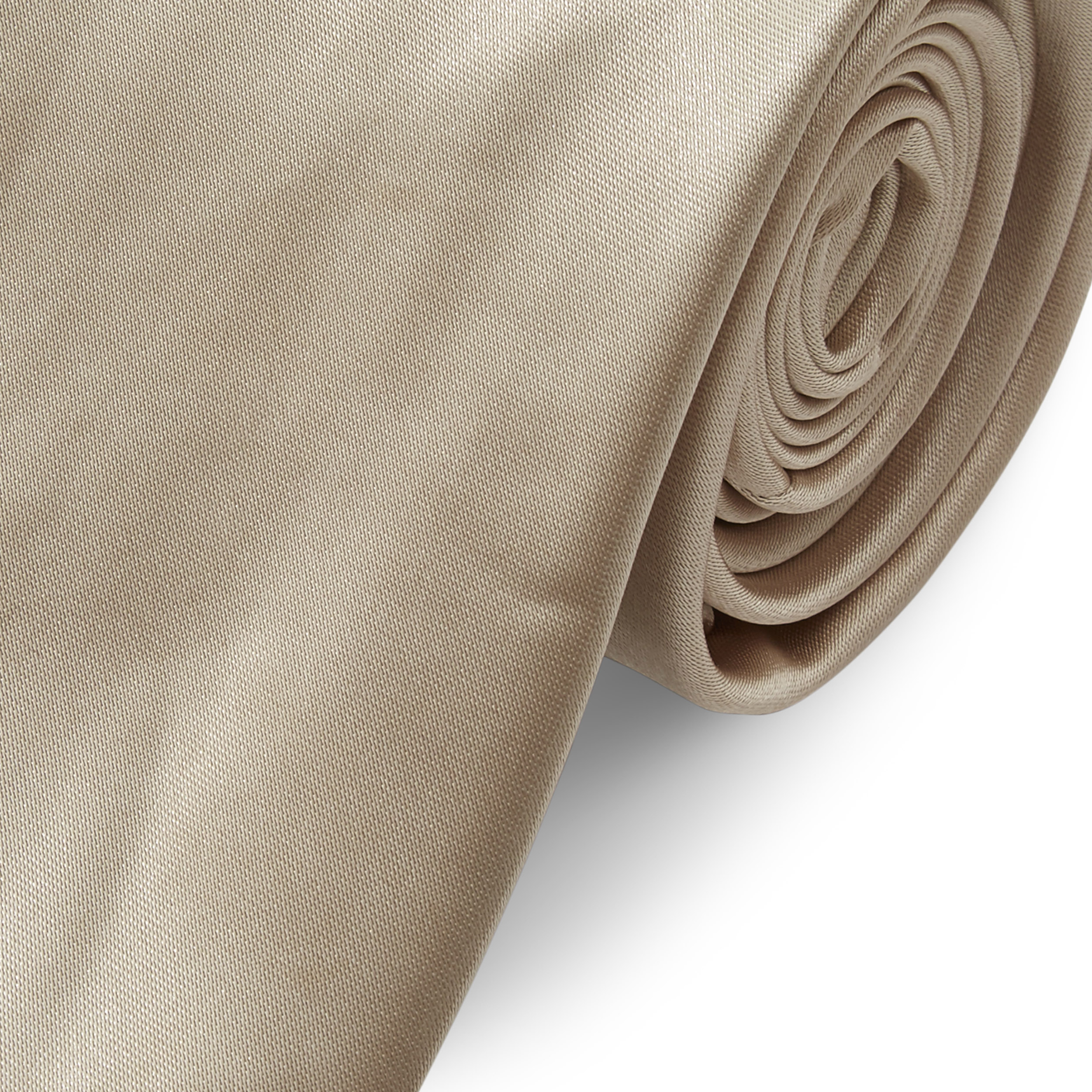 Едноцветна лъскава вратовръзка в цвят шампанско 8 см - 2