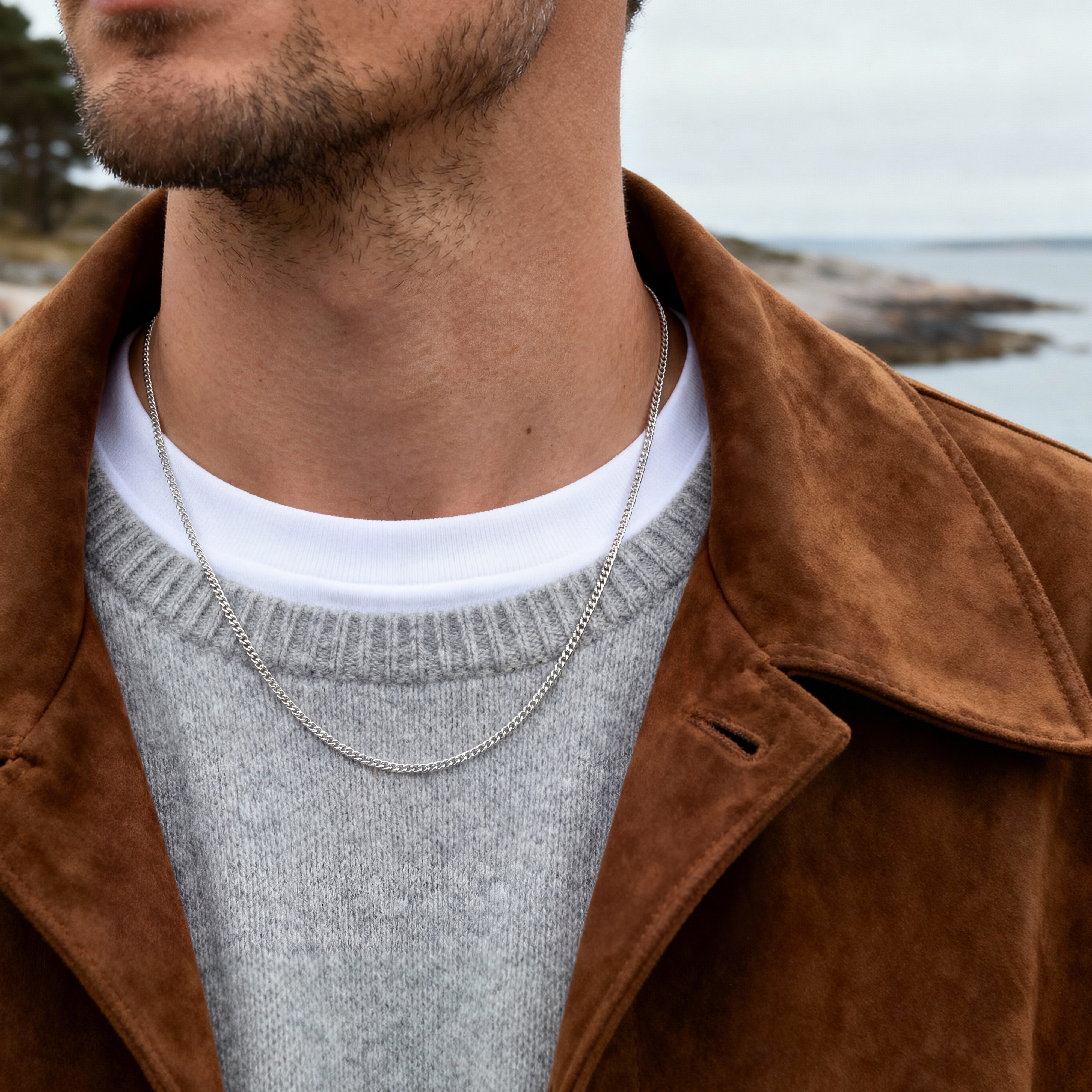 2 mm Sølvfarvet Halskæde - 5