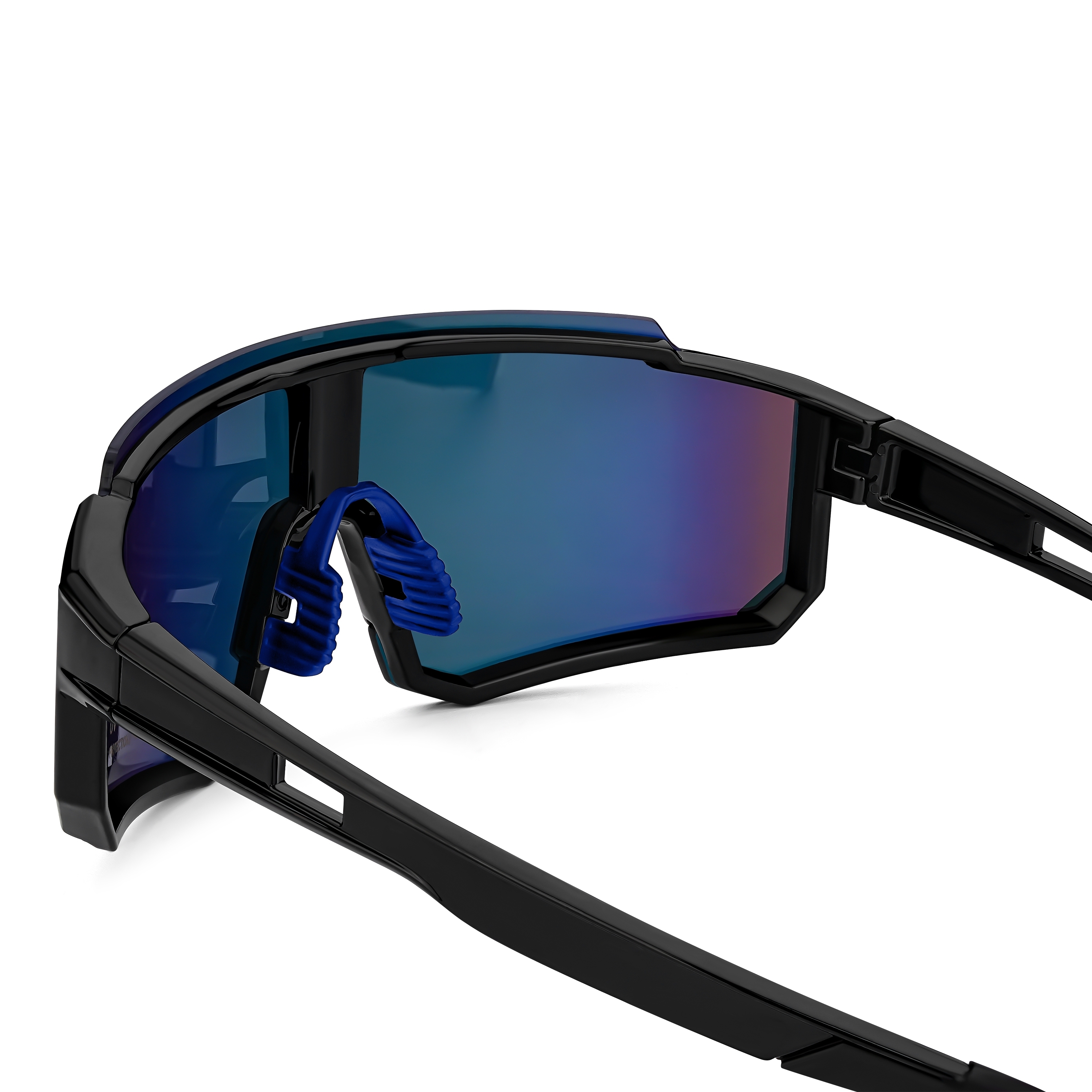 Black & Blue Wraparound Sports Sunglasses - 4