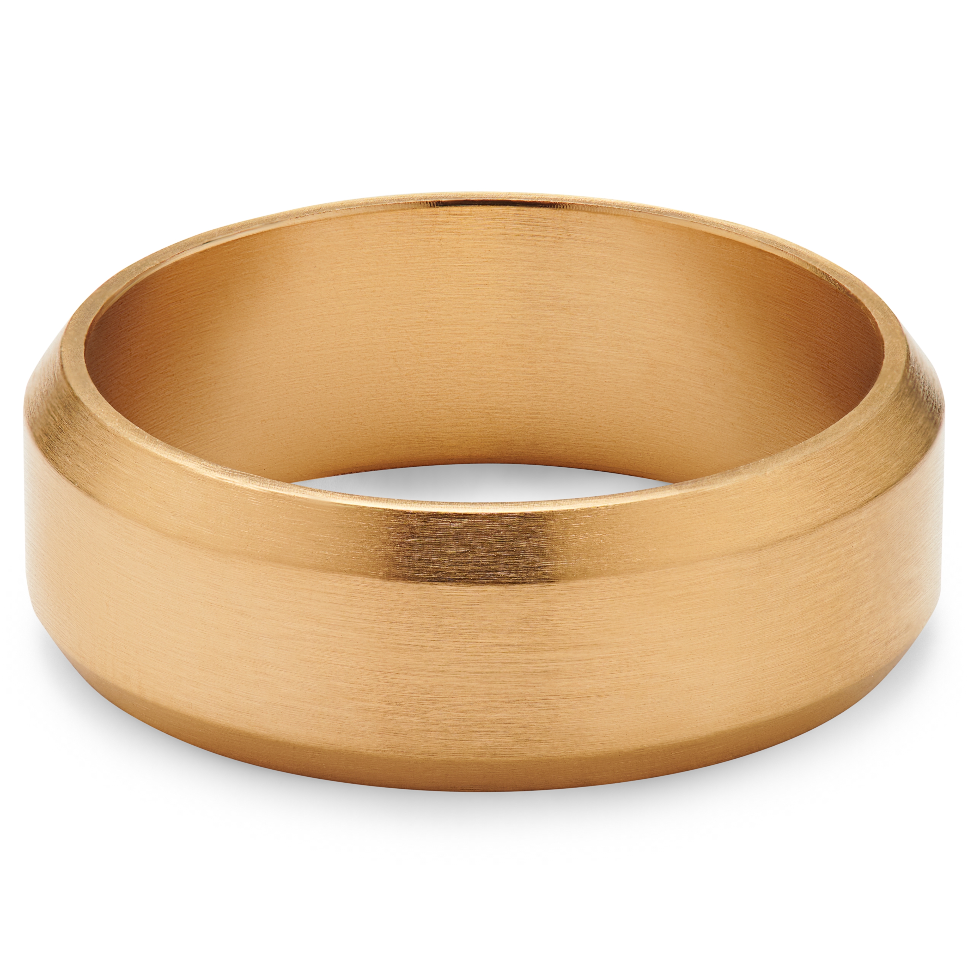 8 mm brúsený prsteň so skoseným okrajom z nehrdzavejúcej ocele v zlatej farbe - 6