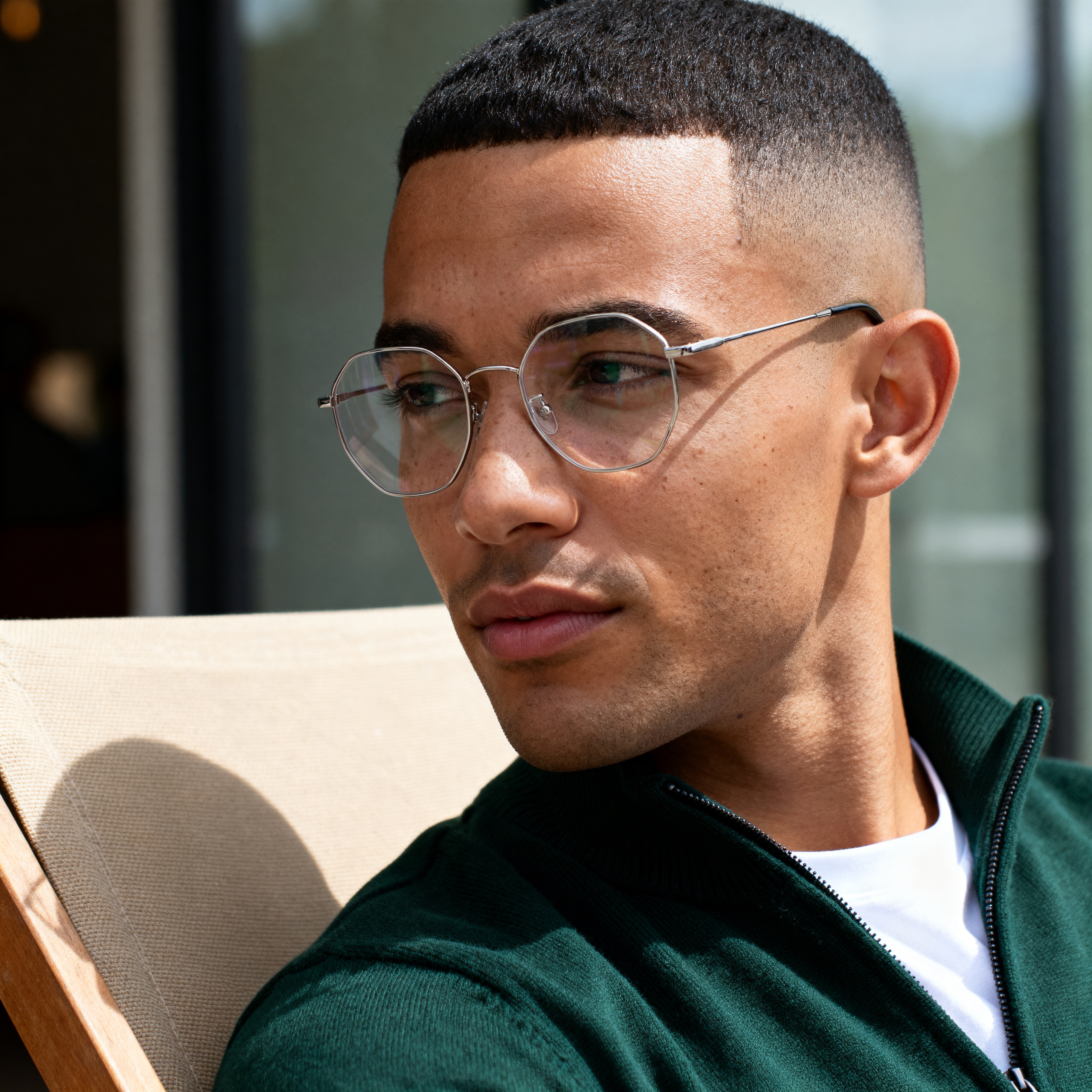 Silberfarbene Brille Executive  - 4