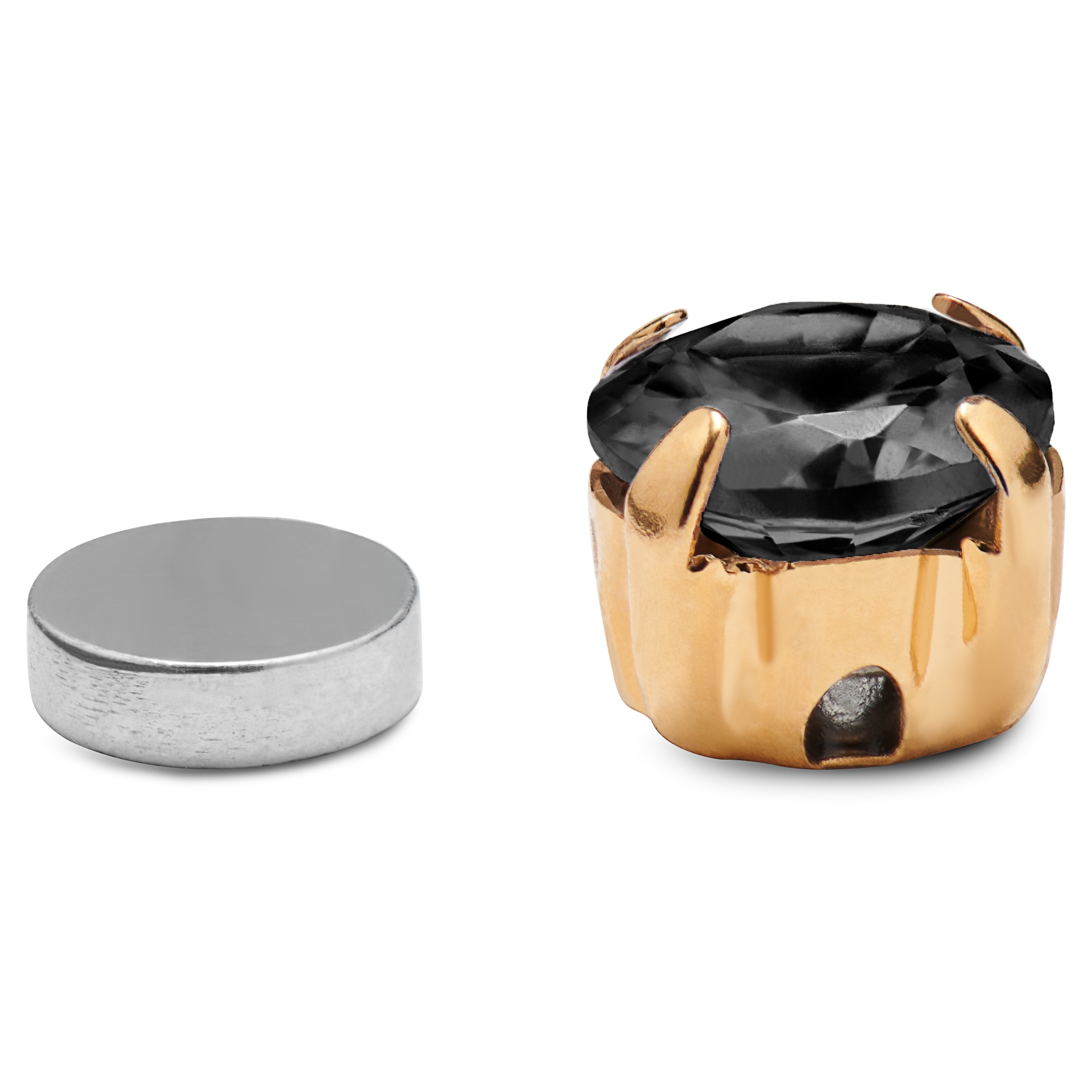 Magnetická náušnice ve zlaté barvě s černým zirkonem  - 3