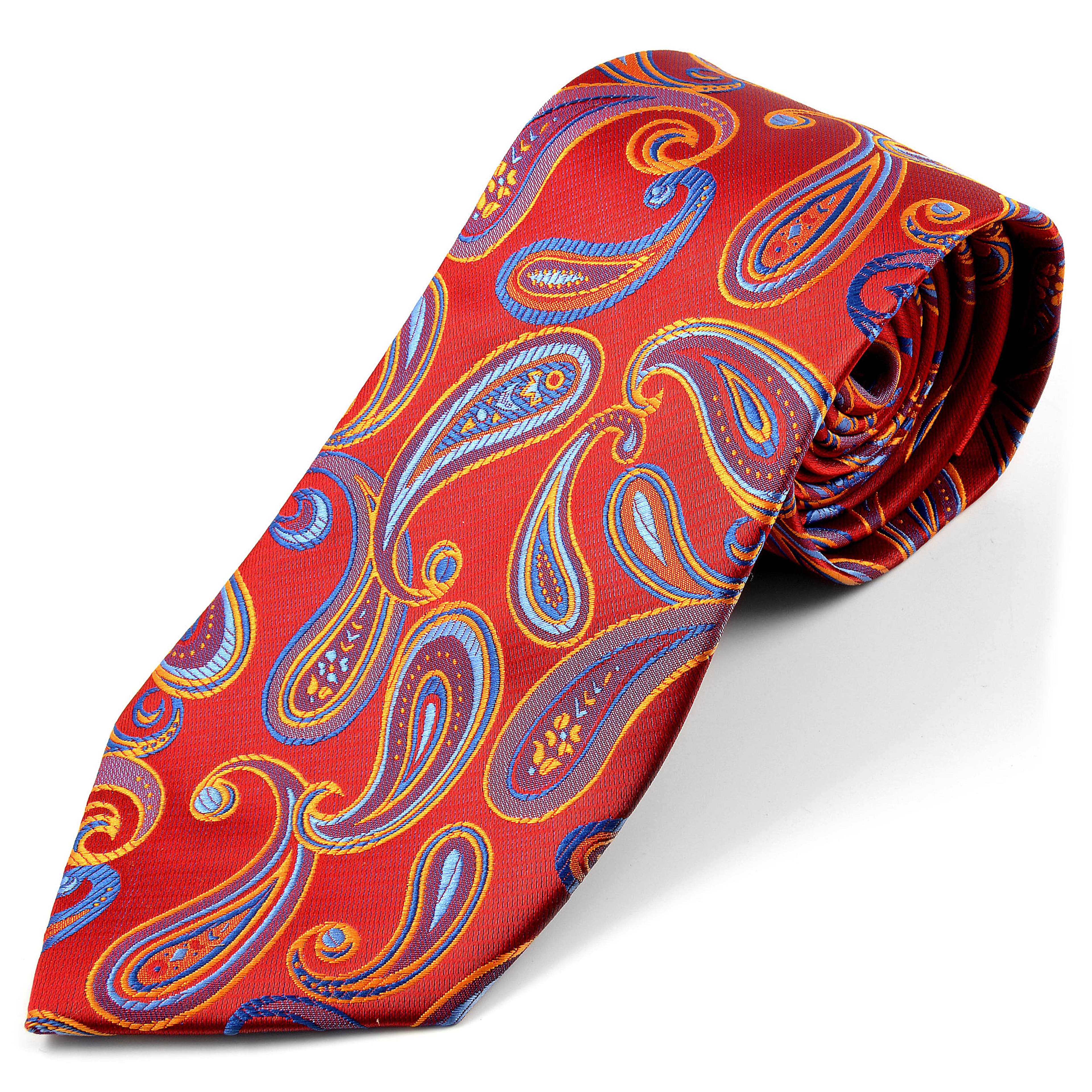 Červená hedvábná kravata s Paisley vzorem