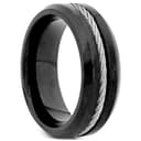 Schwarzer & Silberfarbener Drahtseil Ring Schwarzer & Silberfarbener Drahtseil Ring