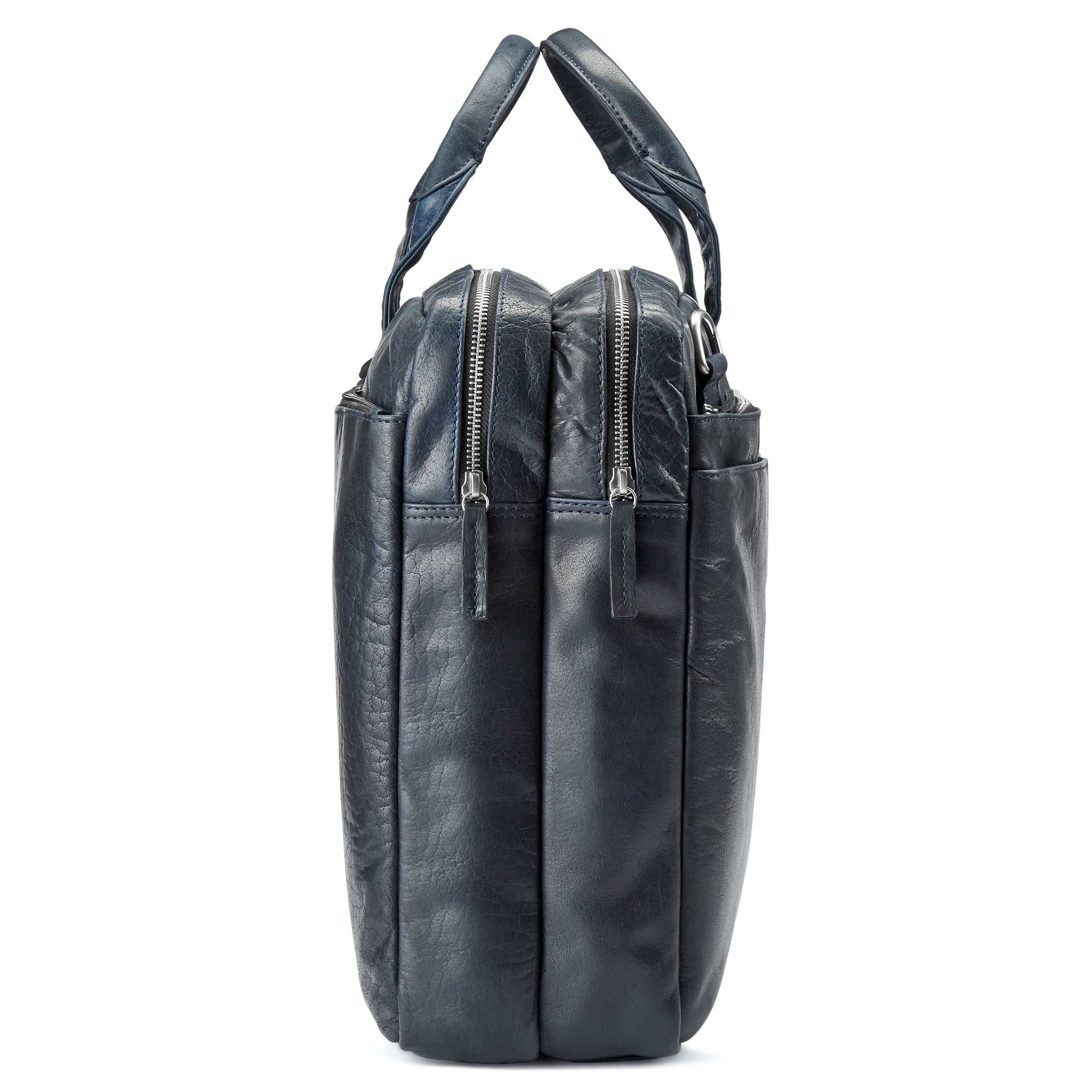 Montreal XL Marineblå Laptopveske av Skinn - 4