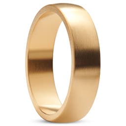 Ferrum | 6 mm Gold-tone Brushed Stainless Steel D-Shape Ring