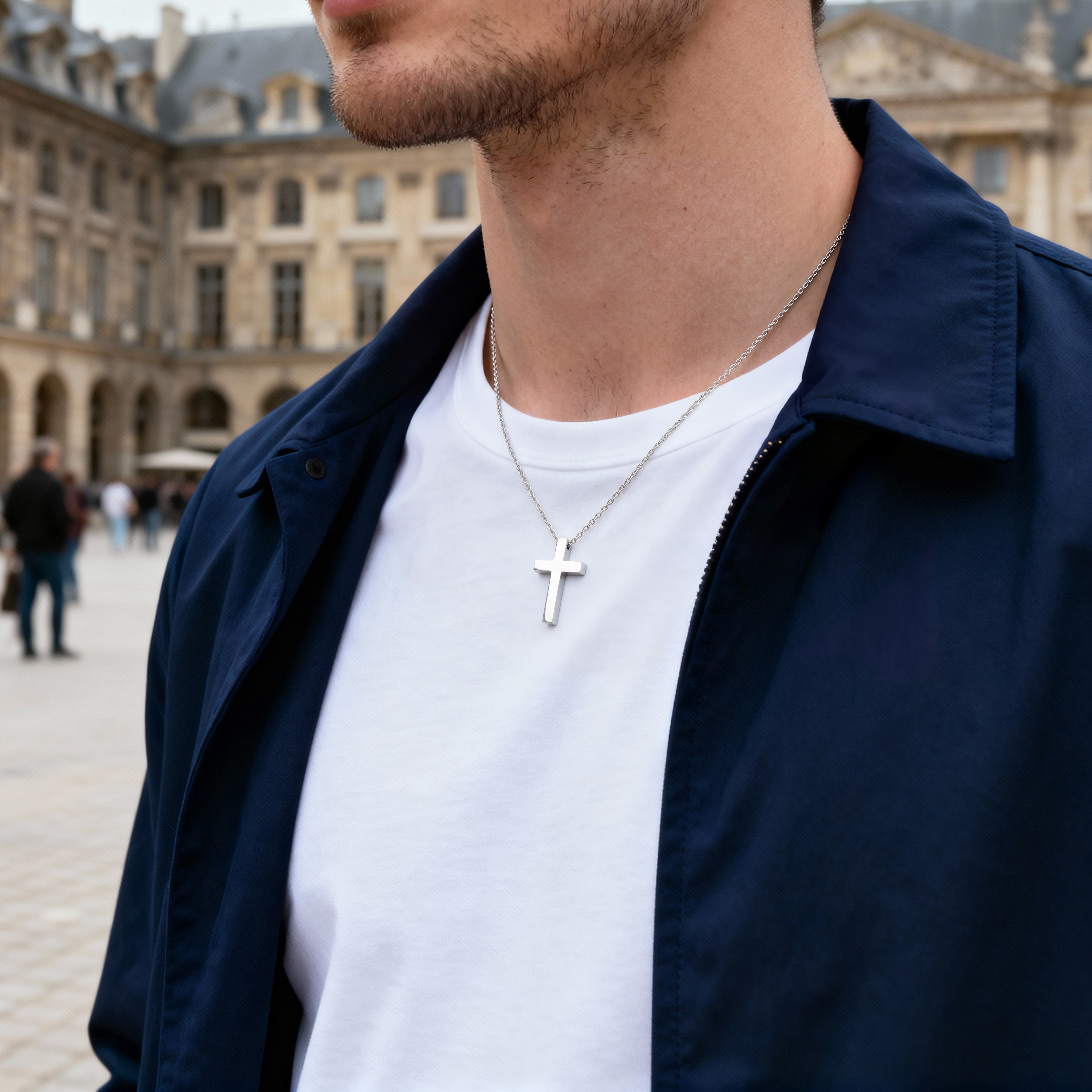 Klassische Stahlkreuz Halskette - 2