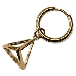 Złocisty stalowy kolczyk kółeczko z zawieszką w kształcie trójkąta