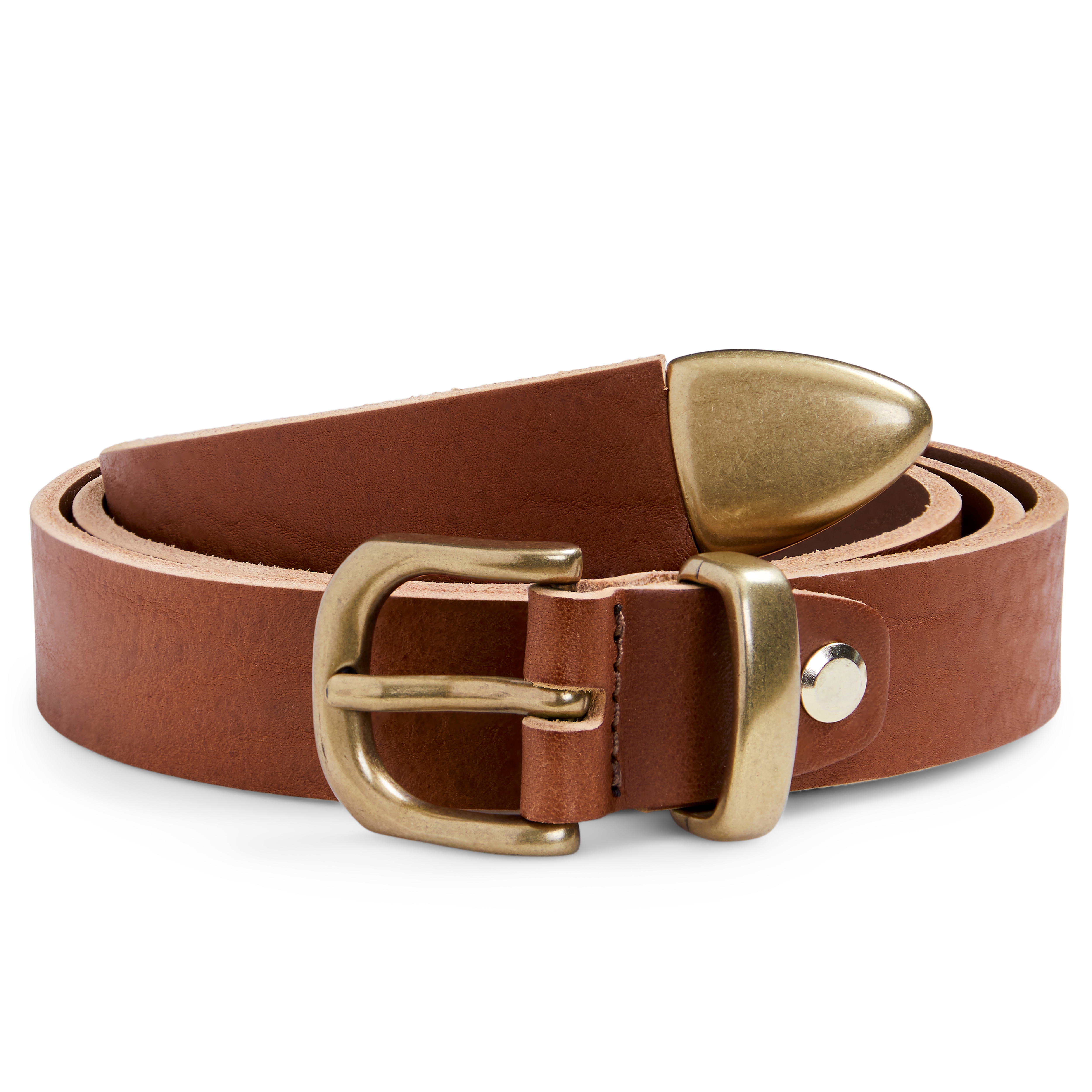 Prairie | Gulltonet cognacbrunt westernbelte - 1