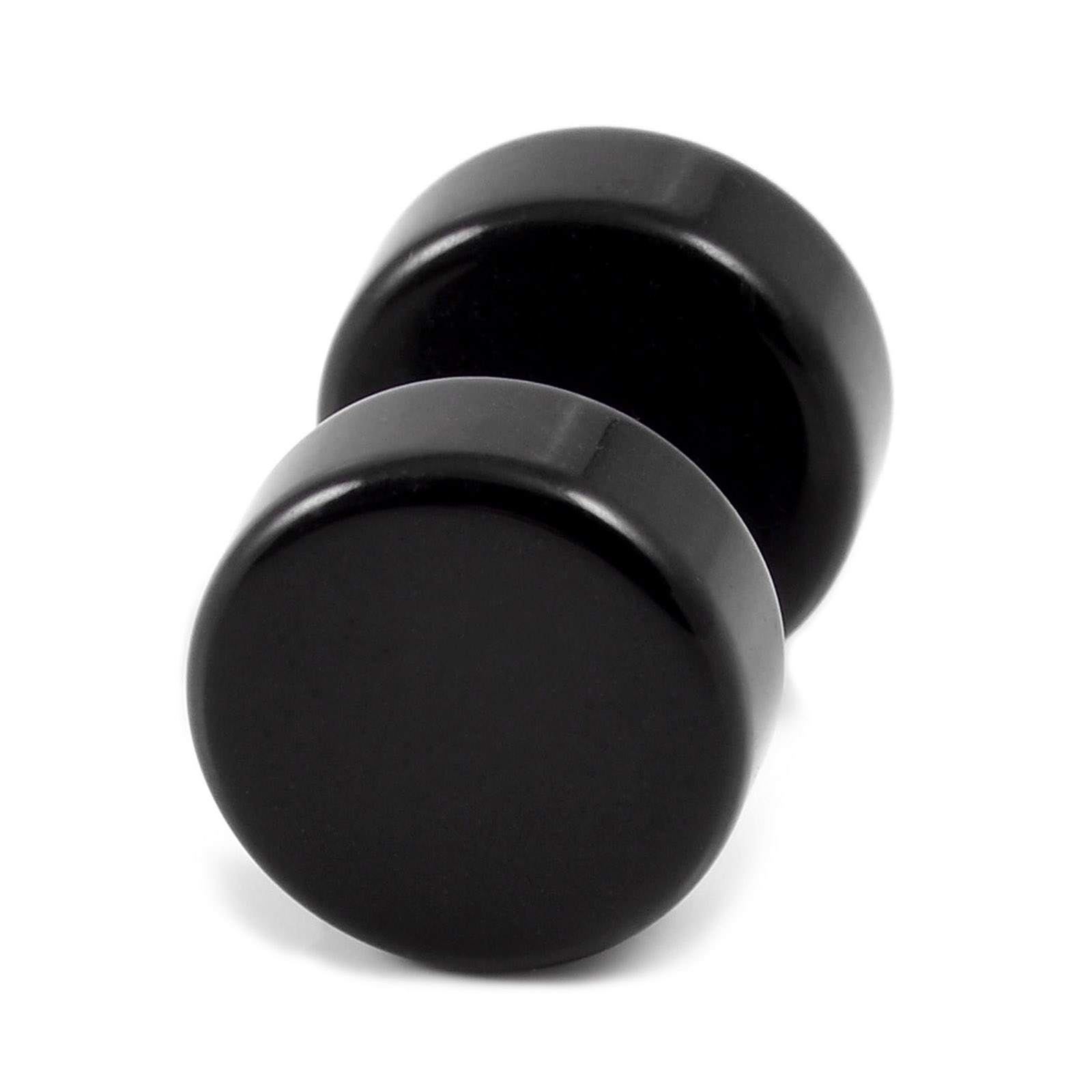 Satago | 9 mm Fake Plug Oorbel met Schedels in Zwart en Wit Acryl en Roestvrij Staal - 4