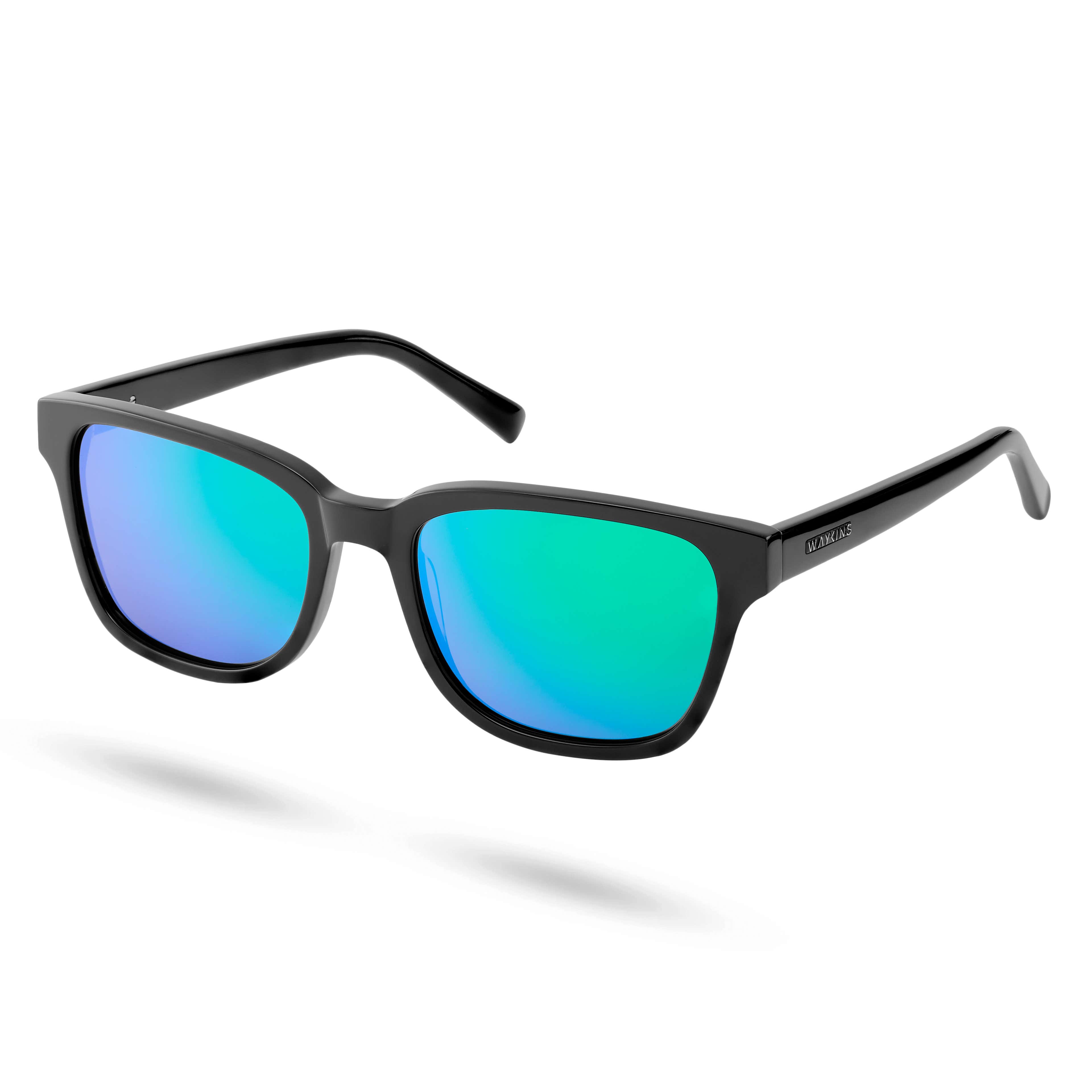 Wilmer Thea Black & Blue-Green Mirror Polarized Sunglasses