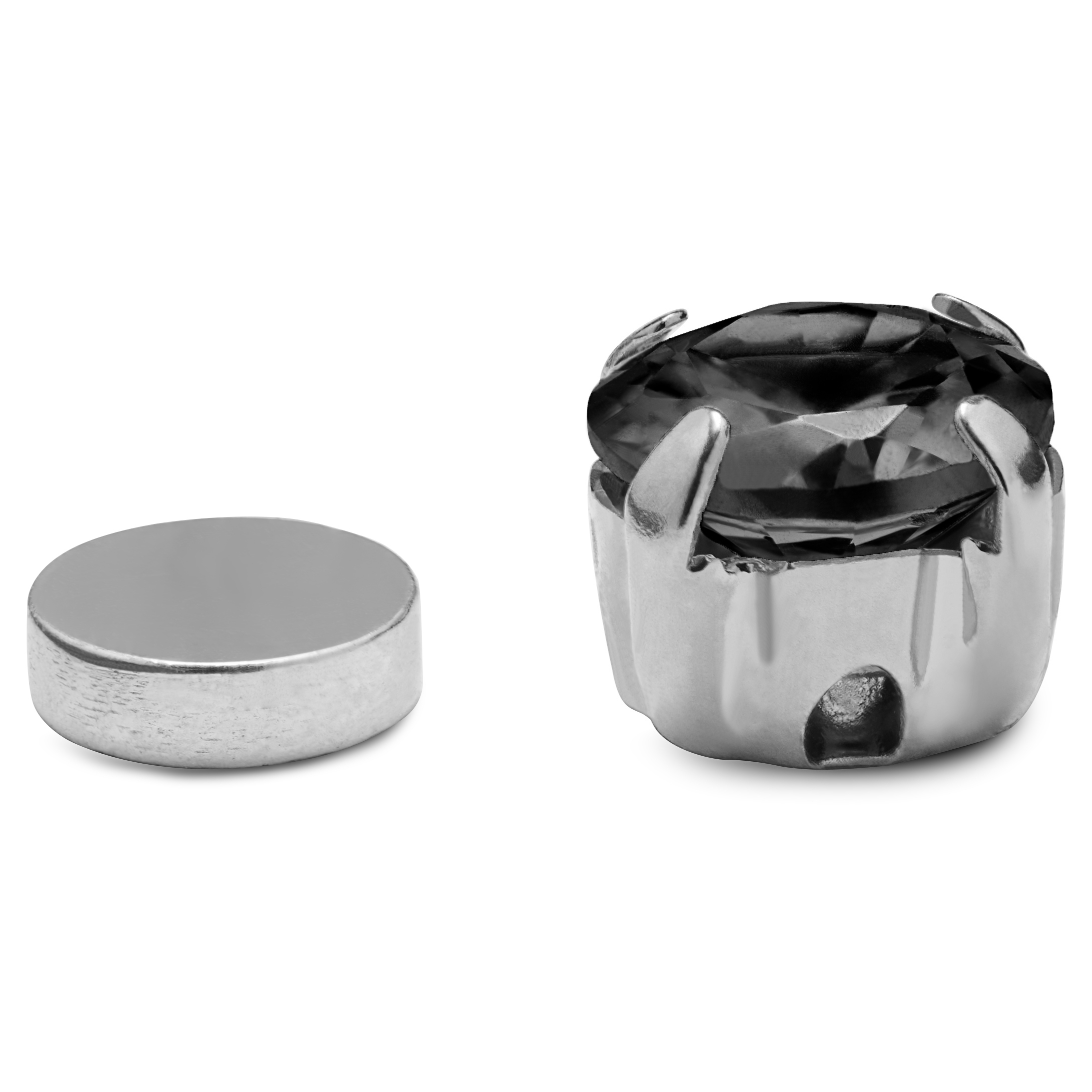 Pendiente magnético de cristal redondo y negro - 2