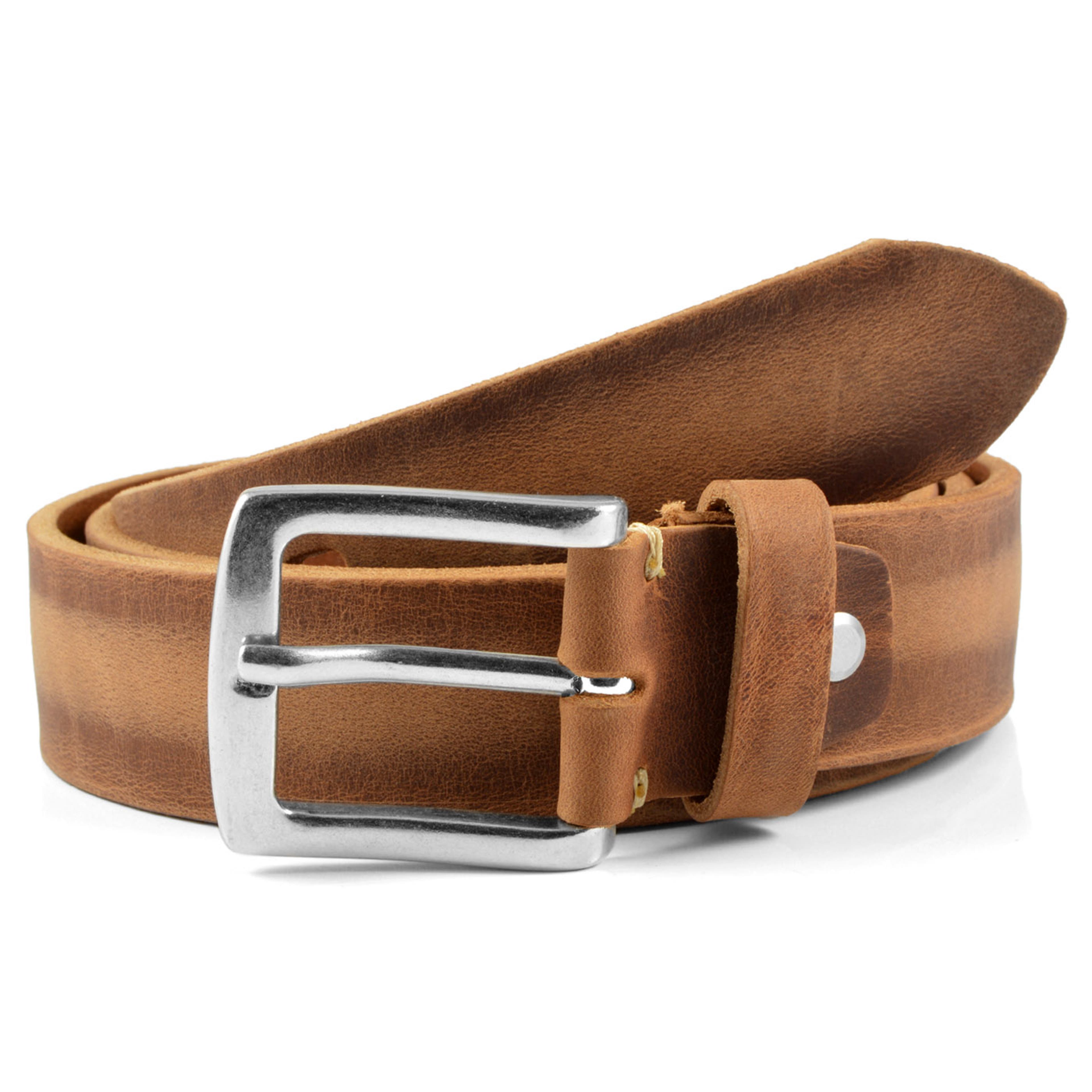 Bruin Gewassen Leren Riem - 1