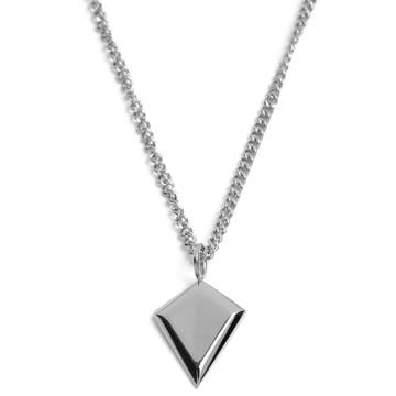 Iconic | Silver-Tone Stainless Steel Triangle Curb Chain Necklace