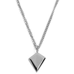 Stålhalskæde med Diamantformet Vedhæng i Sølv