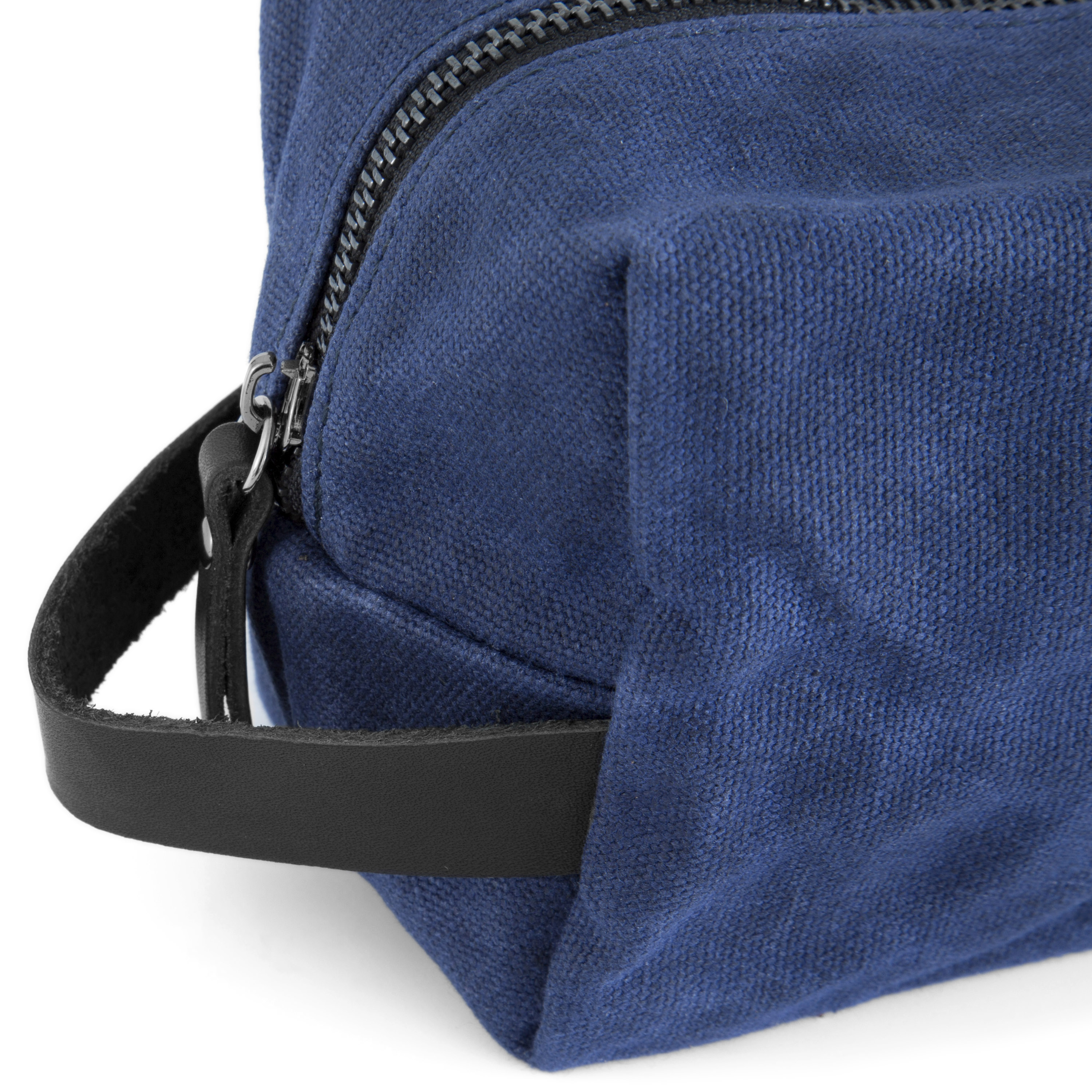 Marineblauwe Finch Waxed Canvas Toilettas - 9