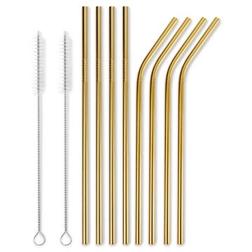 Dishwasher-Safe Gold-tone Stainless Steel Straws | Set of 8 Dishwasher-Safe Gold-tone Stainless Steel Straws | Set of 8