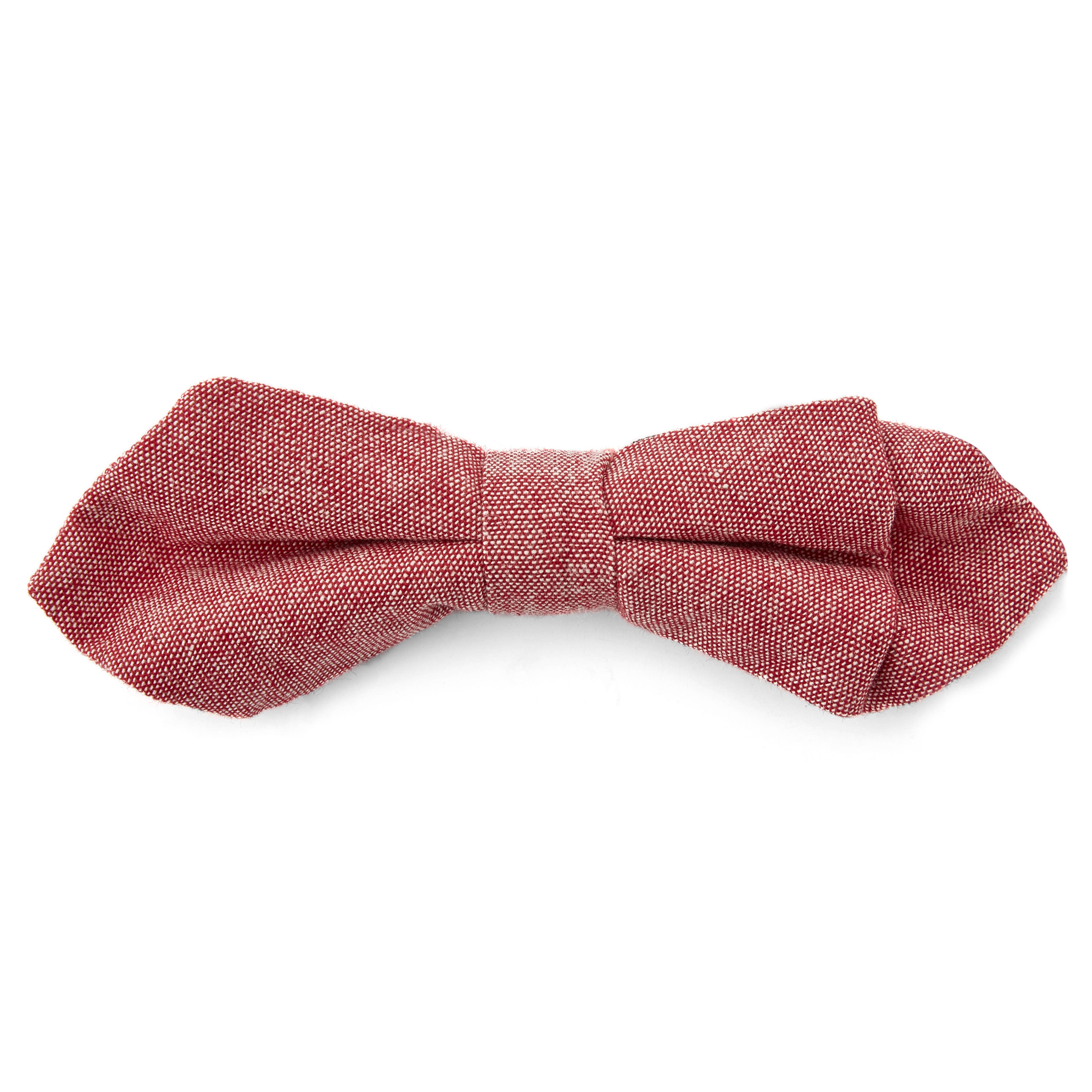 Coral Pink Pointy Cotton Pre-Tied Bow Tie