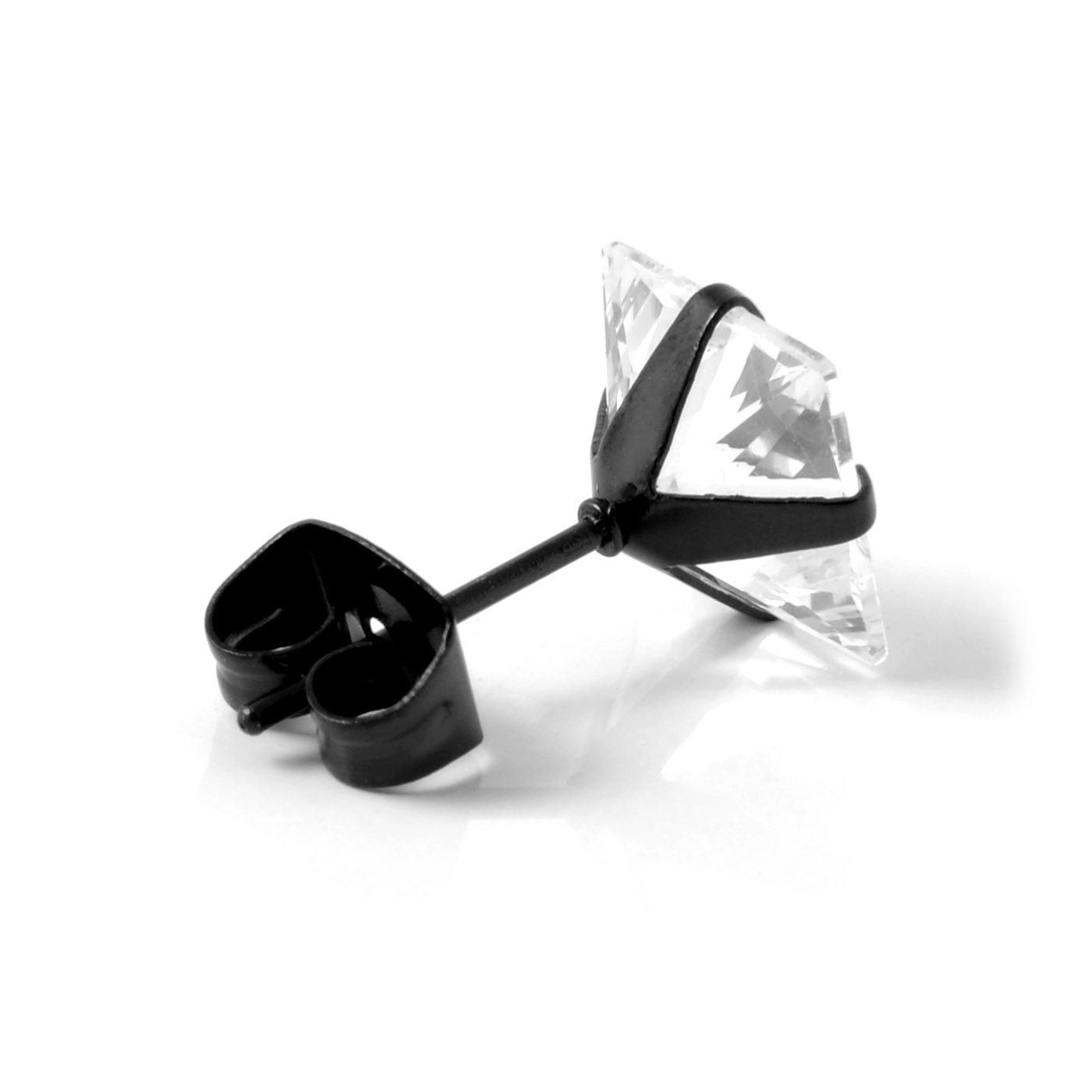 6mm Matte Black Cubic Zirconia Earring - 2