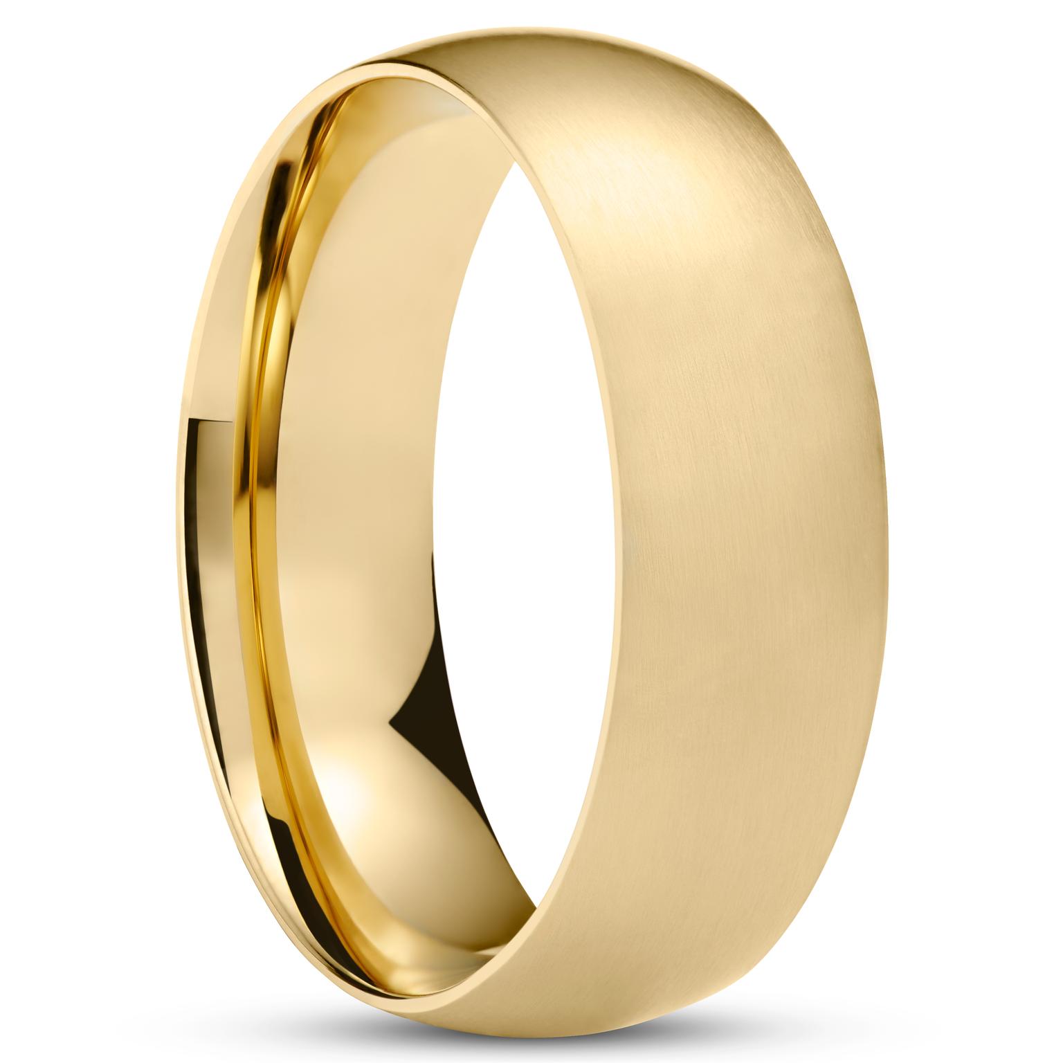 Klassieke Matte Goudkleurige Stalen Ring Klassieke Matte Goudkleurige Stalen Ring