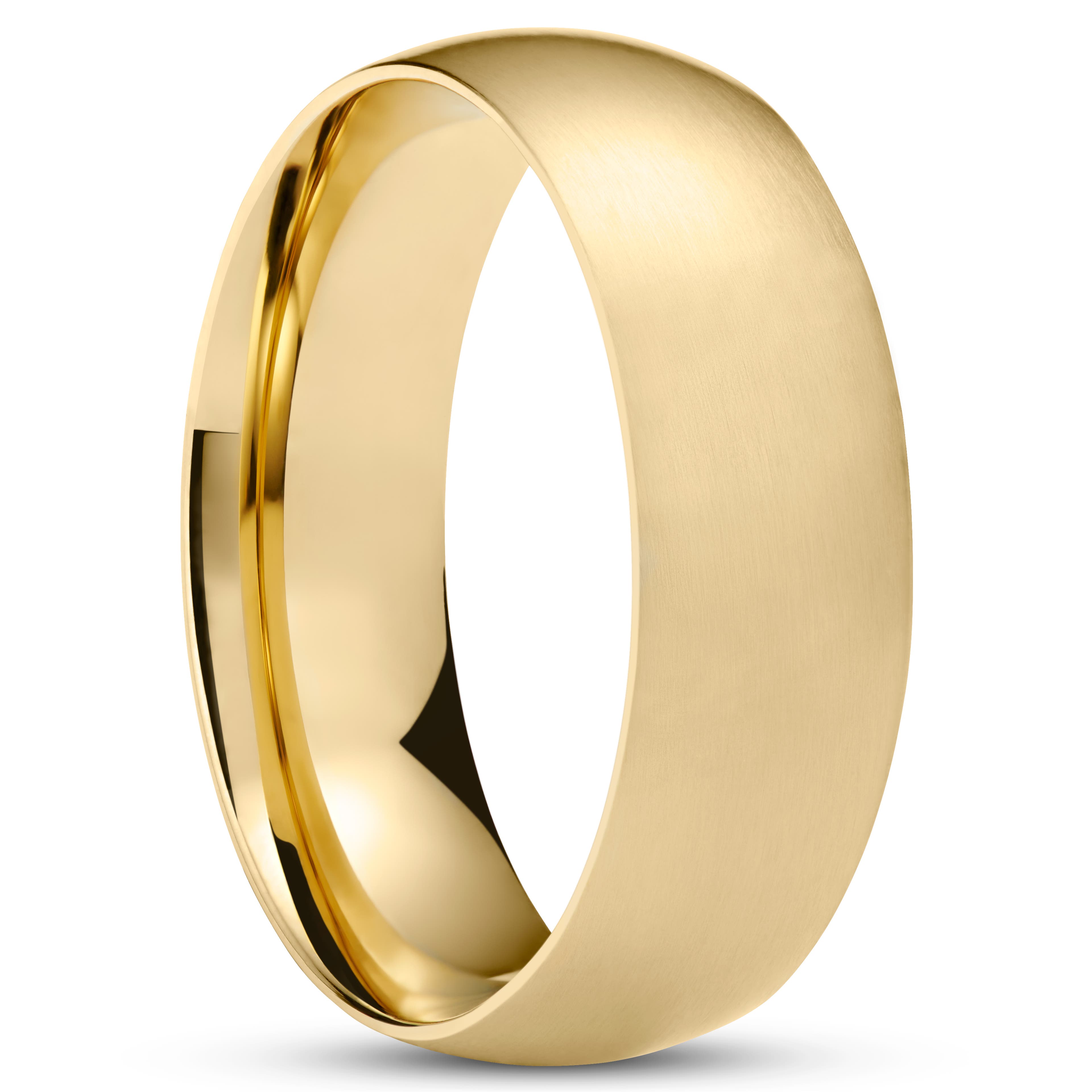 Klasický matný oceľový prsteň v zlatej farbe 