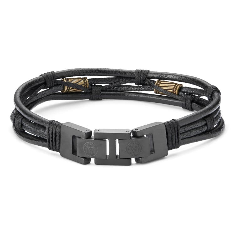 Icon | Gold-Tone & Black Leather Cord Bracelet | In stock! | Lucleon