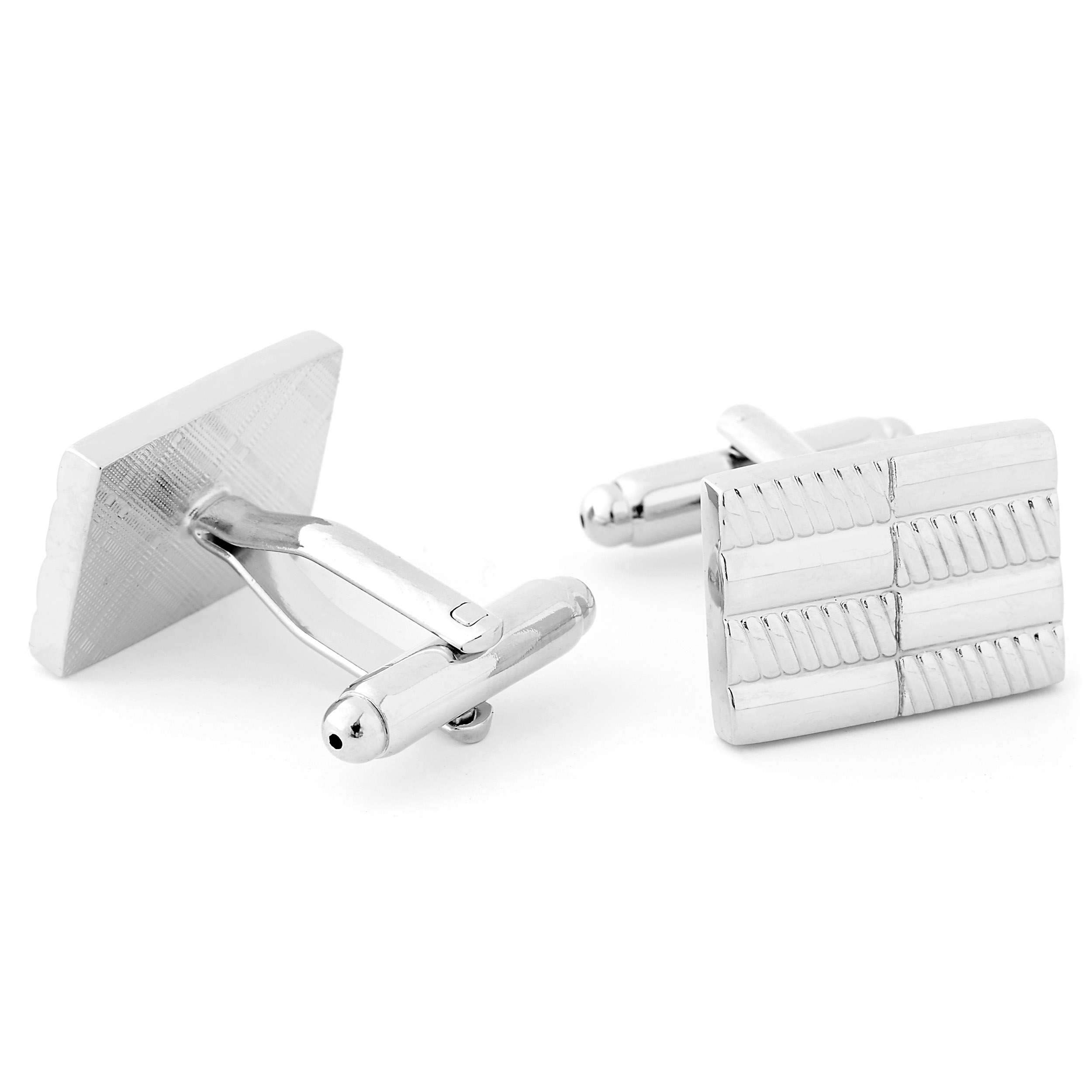 Silver-Tone Cross Pattern Cufflinks - 2