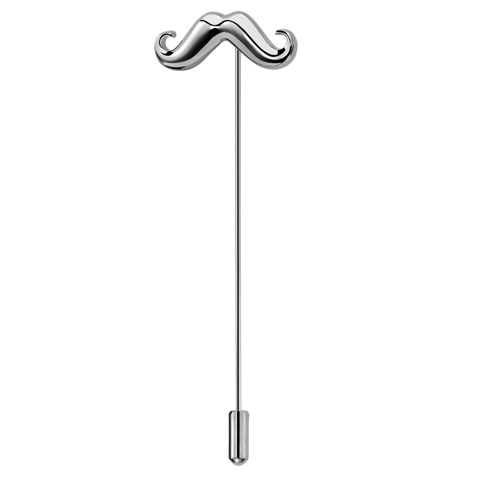 Silver-Tone Moustache Lapel Pin Silver-Tone Moustache Lapel Pin