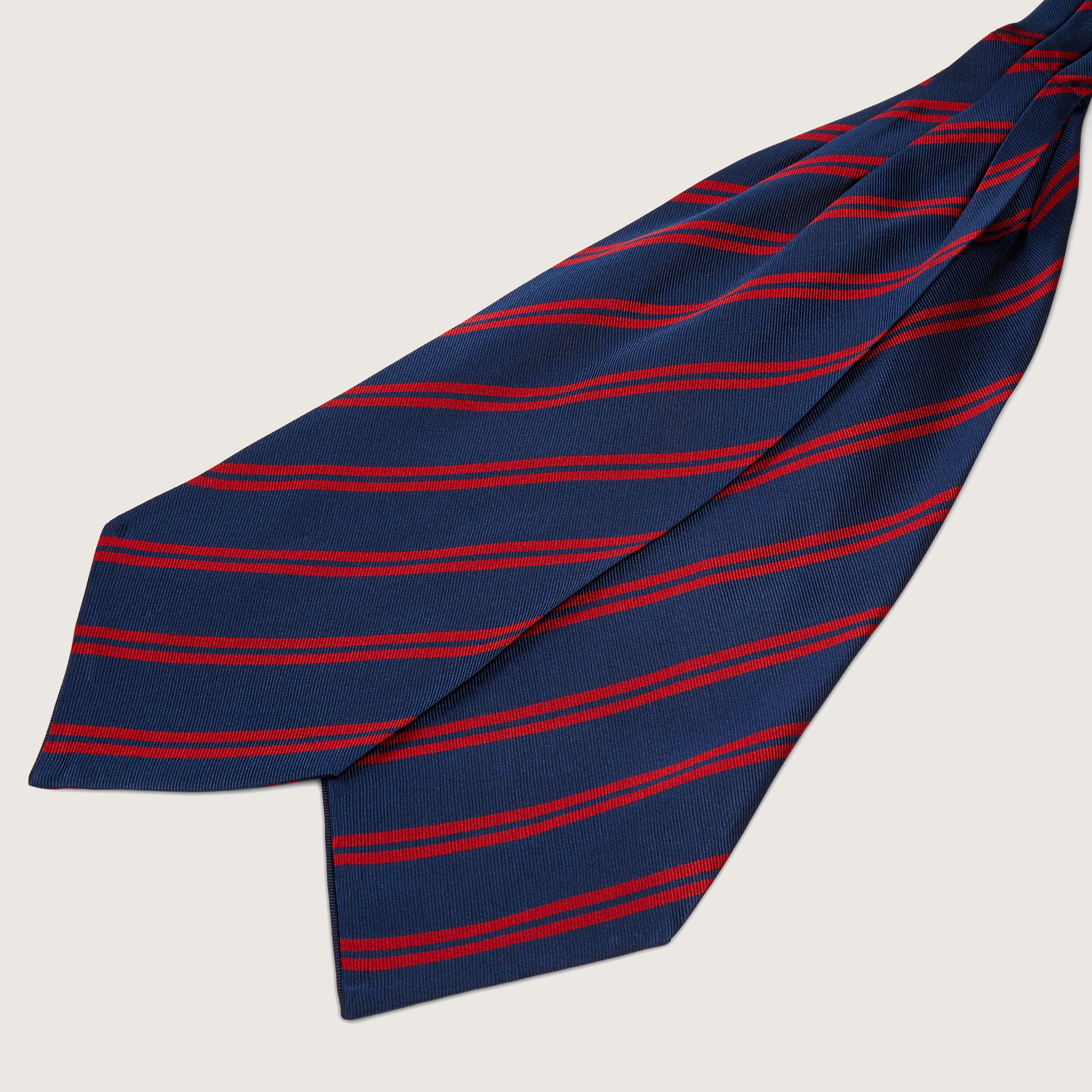 Cravatta Ascot Uomo 100% Seta – Righe Blu/Rosse – Confezione Regalo – CAMELLUCCI