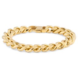 10mm Gold-Tone Stainless Steel Curb Chain Bracelet