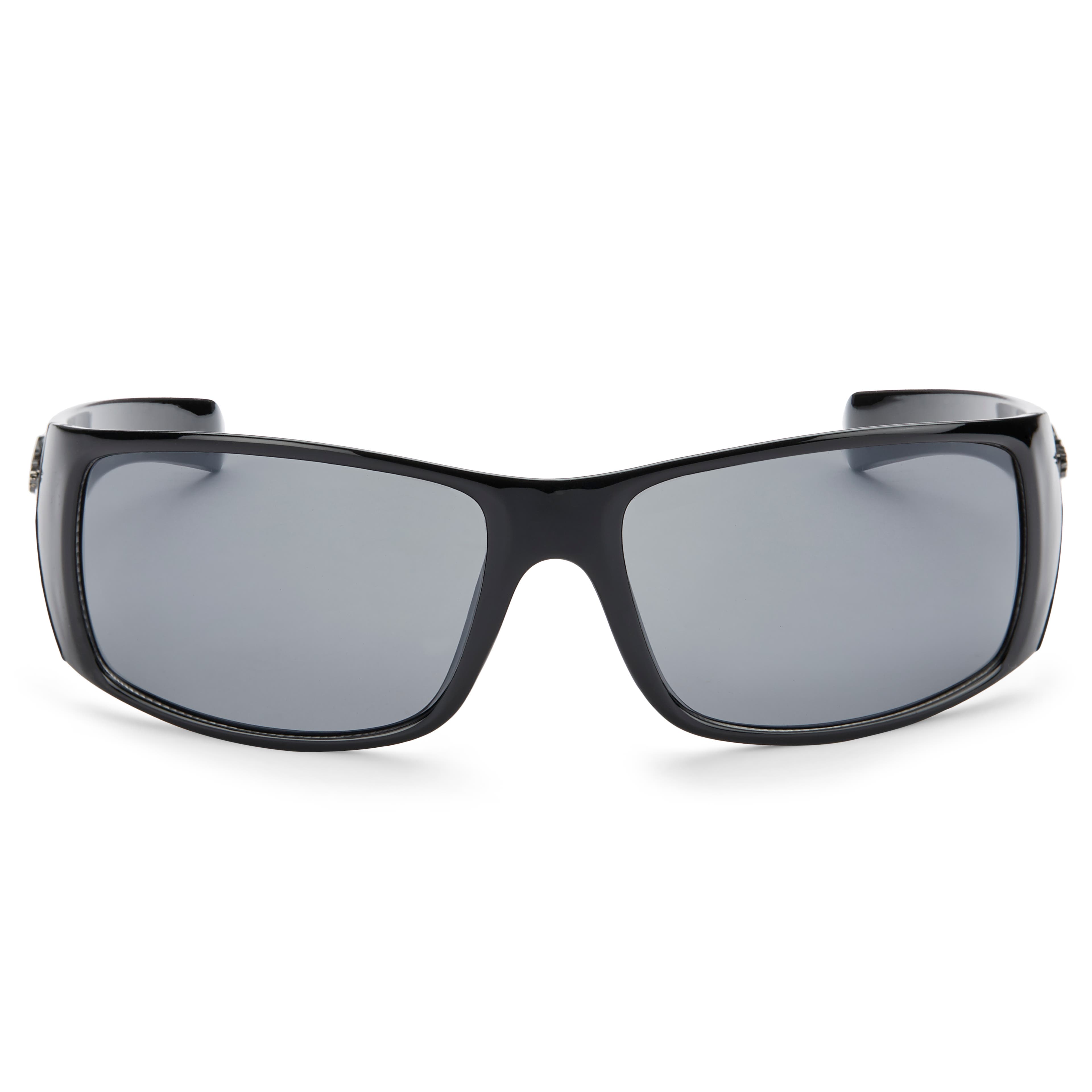 Gafas de sol rectangulares en negro con brillo