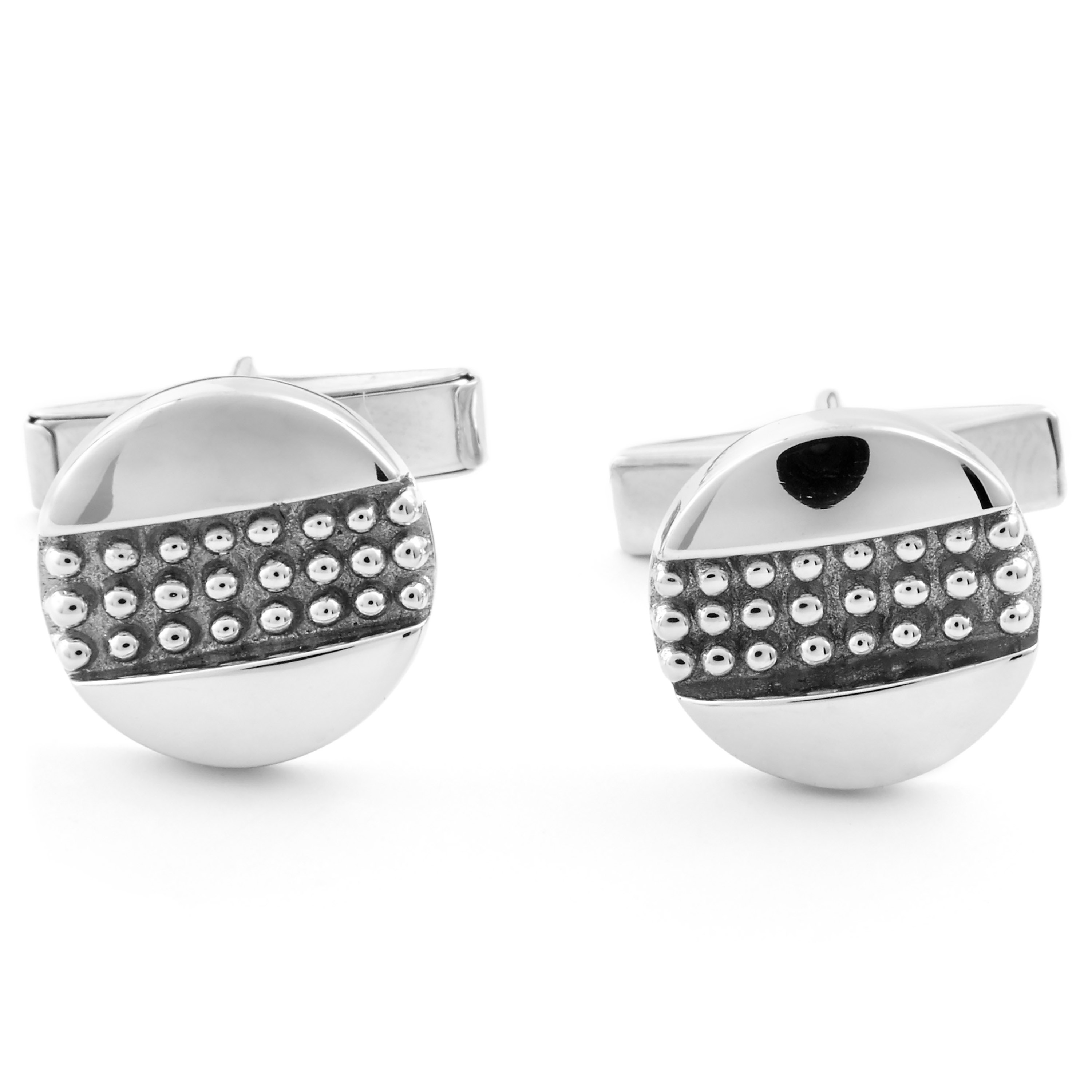 Manchetknopen in 925 Zilver in het Midden Beslagen door Studs - 4