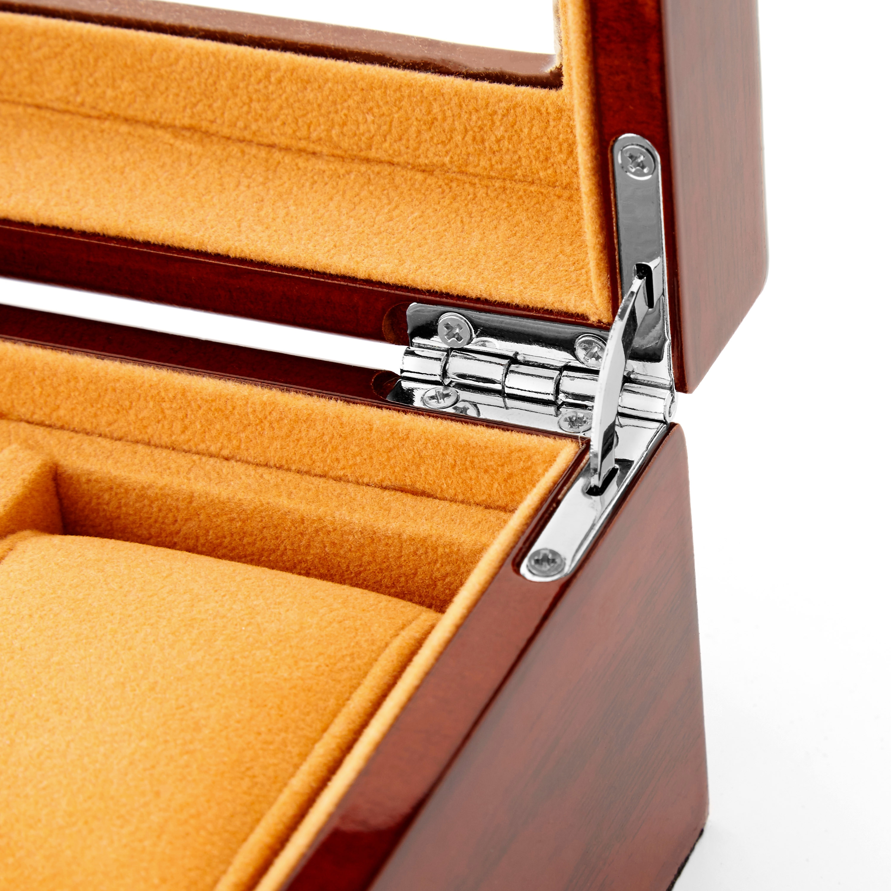 Luxury Red-Tone Wood Storage Case - 6 Watches - 5