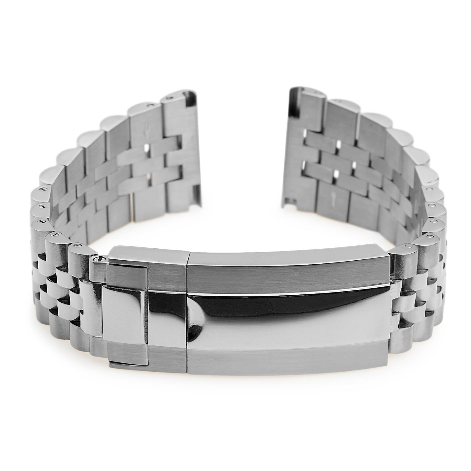 22mm Jubilee řemínek k hodinkám z nerezové oceli stříbrné barvy s motýlkovou sponou – rychloupínací 22mm Jubilee řemínek k hodinkám z nerezové oceli stříbrné barvy s motýlkovou sponou – rychloupínací