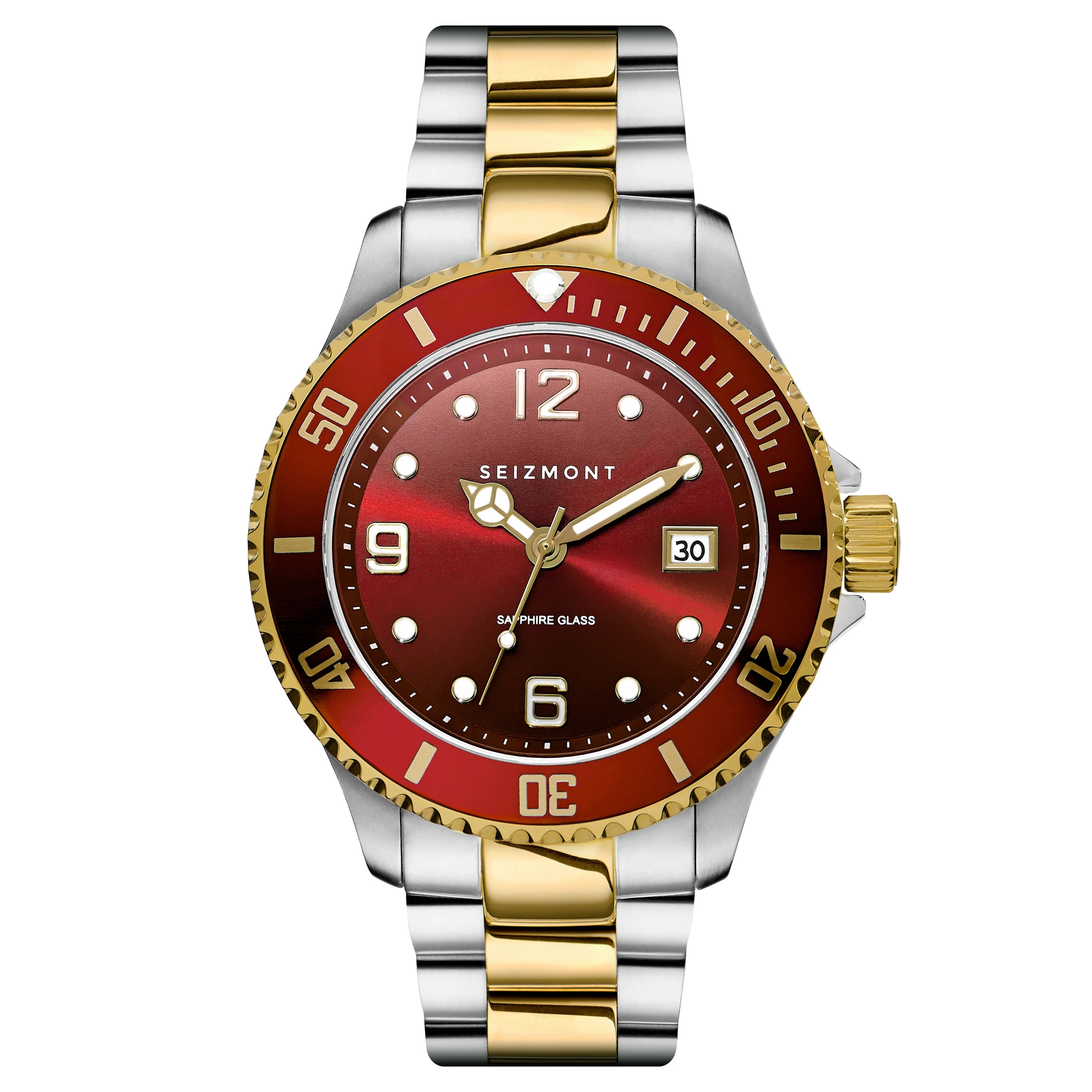 Tide | Silver-, Gold-Tone & Red Stainless Steel Dive Watch With Red Dial |  In stock! | Seizmont
