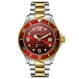 Tide | Silver-, Gold-Tone & Red Stainless Steel Dive Watch With Red Dial
