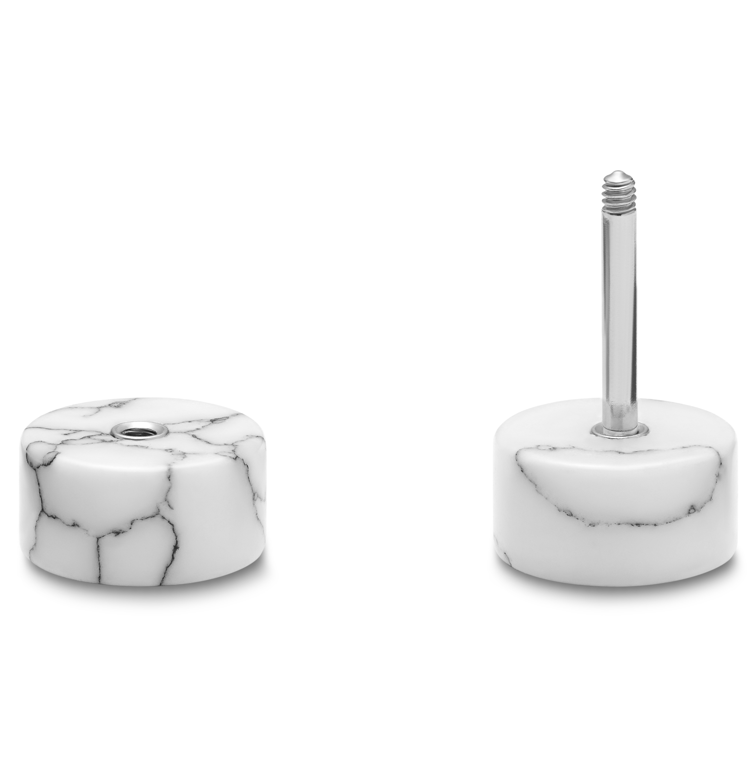 Satago | 8 mm valkoinen turkoosikivinen ja teräksinen feikkiplugi - 2