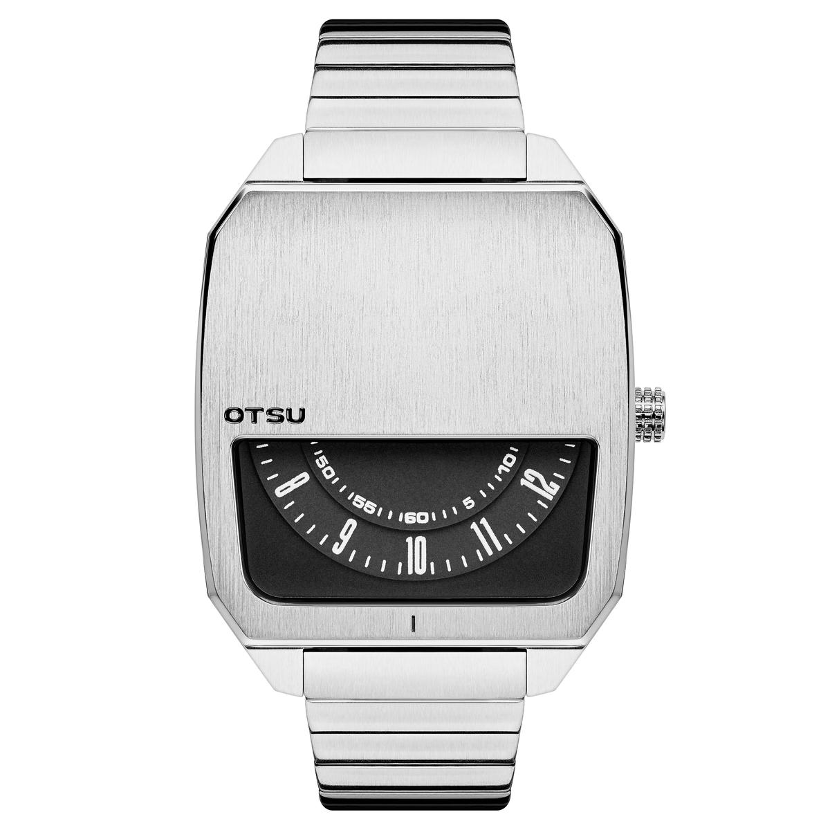 Hoc Silberfarbene Edelstahluhr mit halbem Zifferblatt Auf