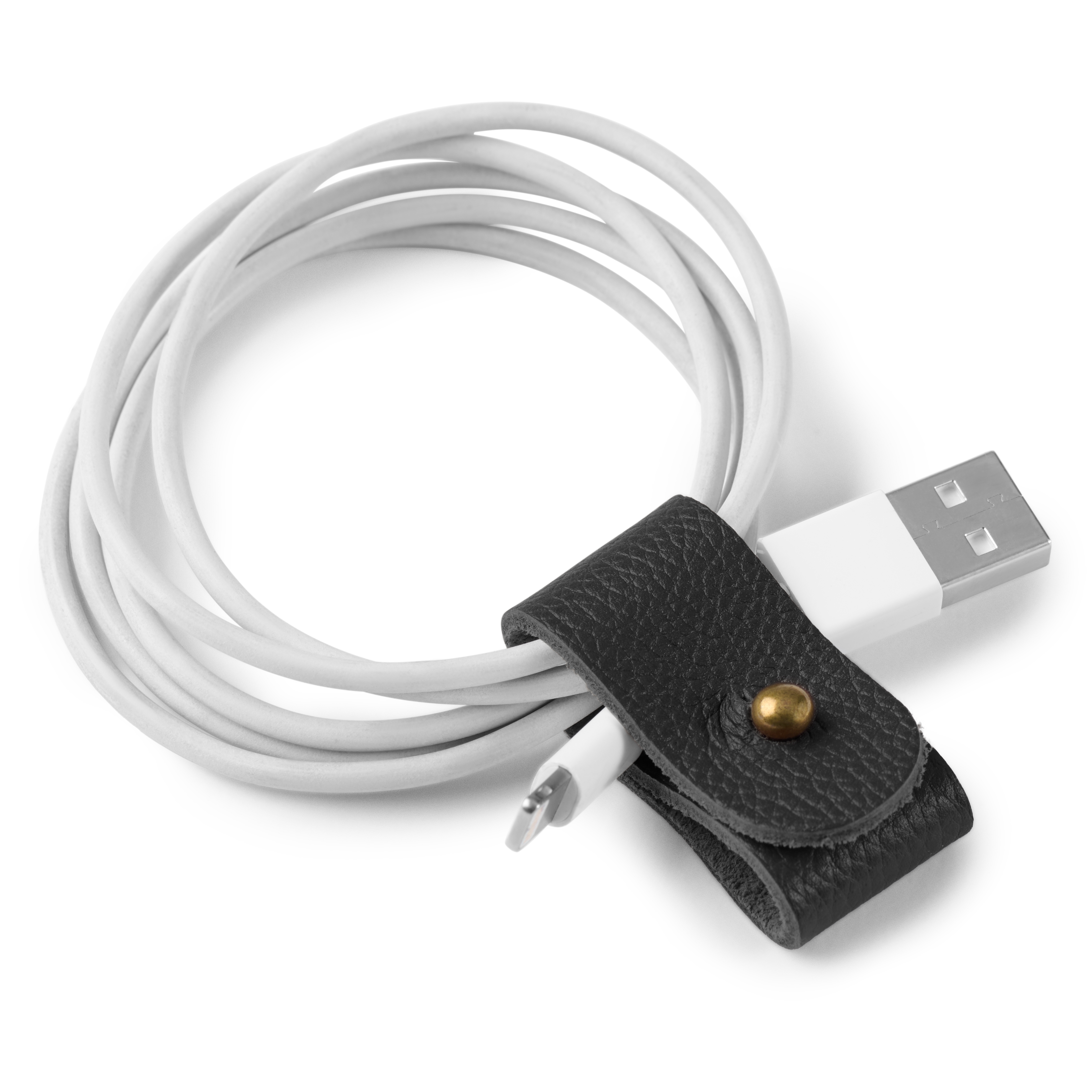 Organizador de cables | Cuero Negro | Ancho - 2