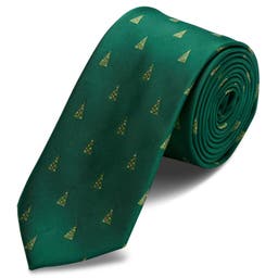 Vianočná kravata so stromčekmi v zelenej farbe 
