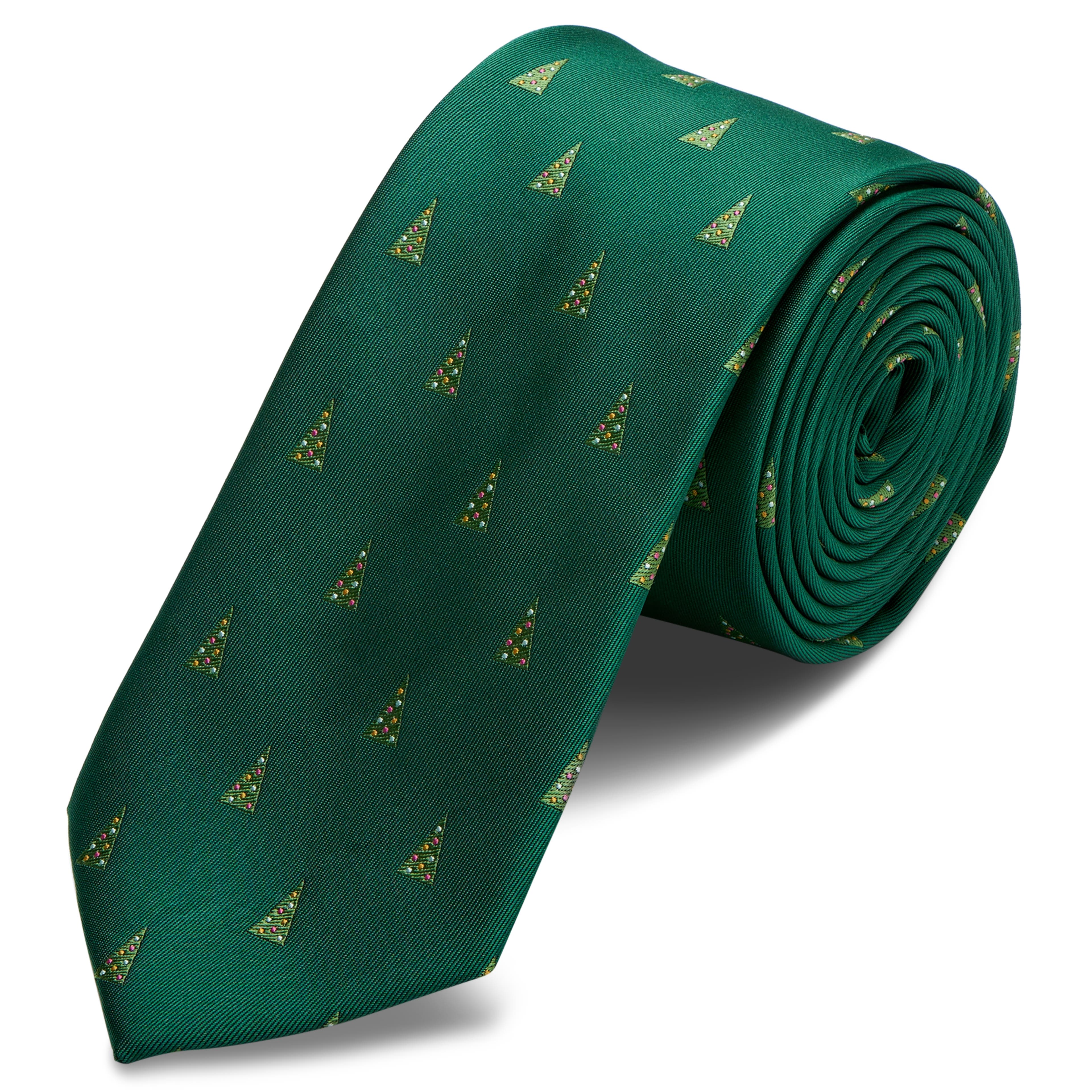 Cravate verte à motifs de sapins de Noël