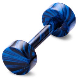 Satago | Pendiente falso plug de acero inoxidable negro y azul de 4 mm 