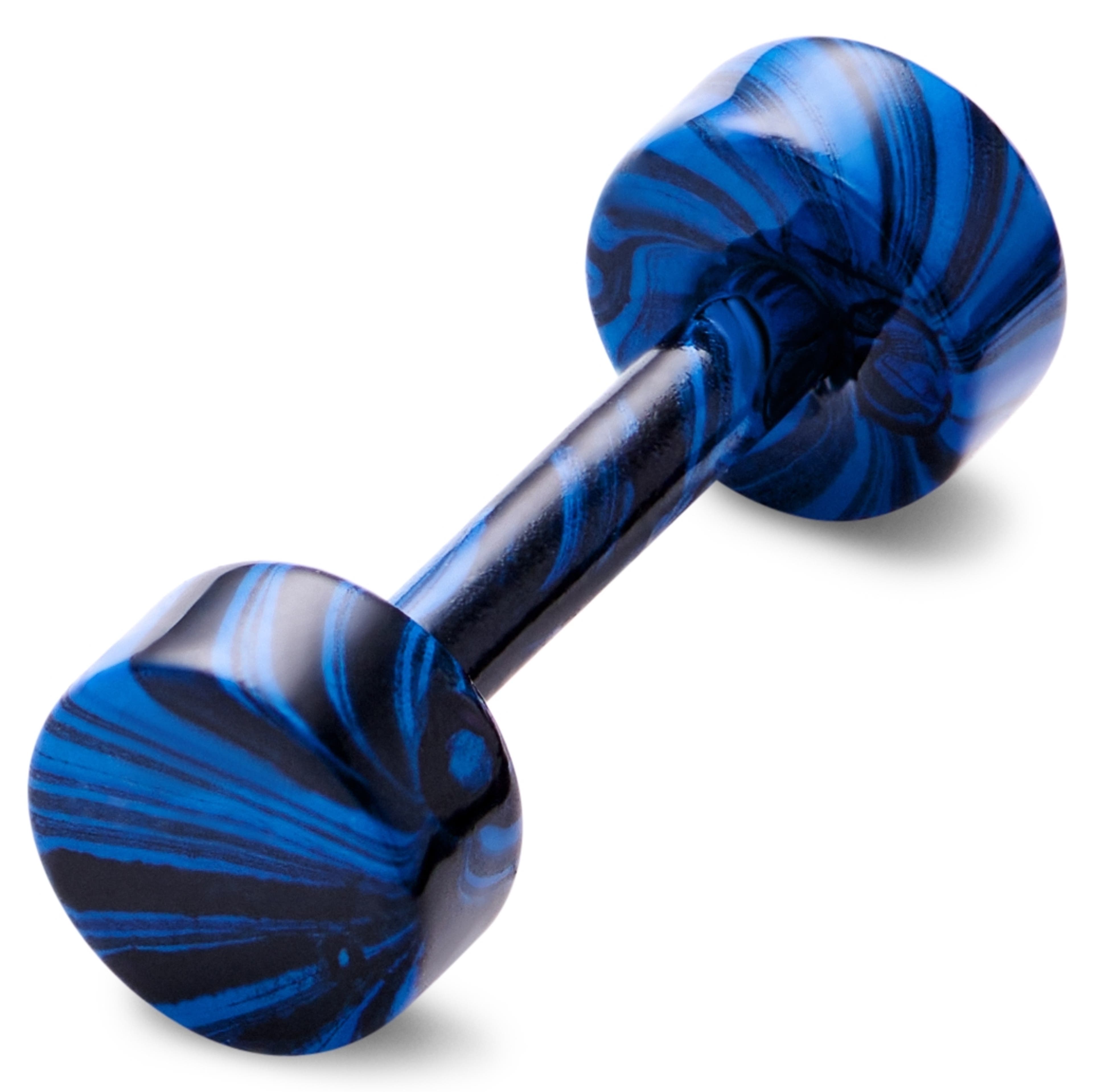 Satago | 4 mm schwarzer & blauer Edelstahl Faux Plug-Ohrstecker